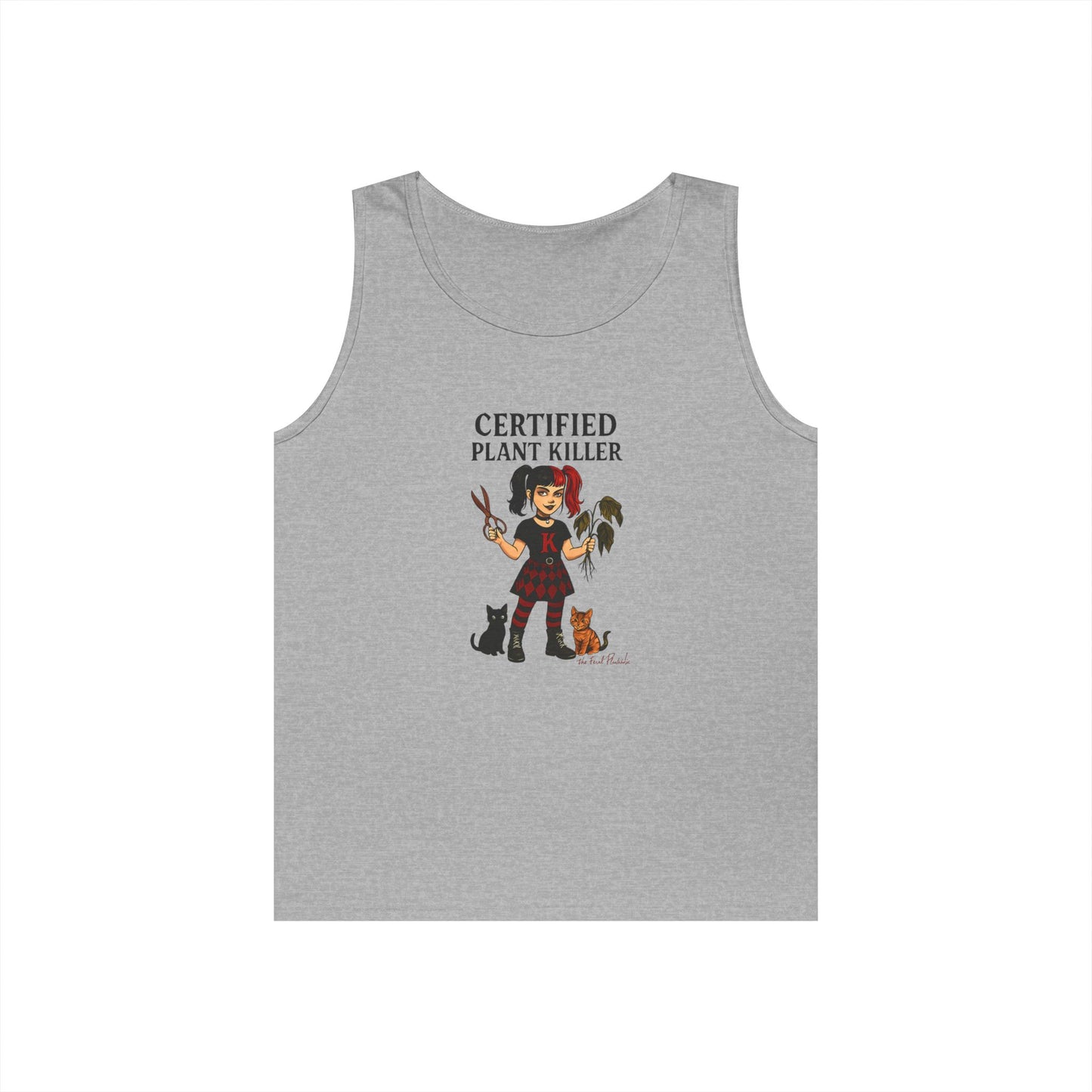 Certified Plant Killer Unisex Heavy Cotton Tank Top, Plant Lover Gift, Gardening Humor Apparel, Casual Summer Wear, Funny Gift for Friends
