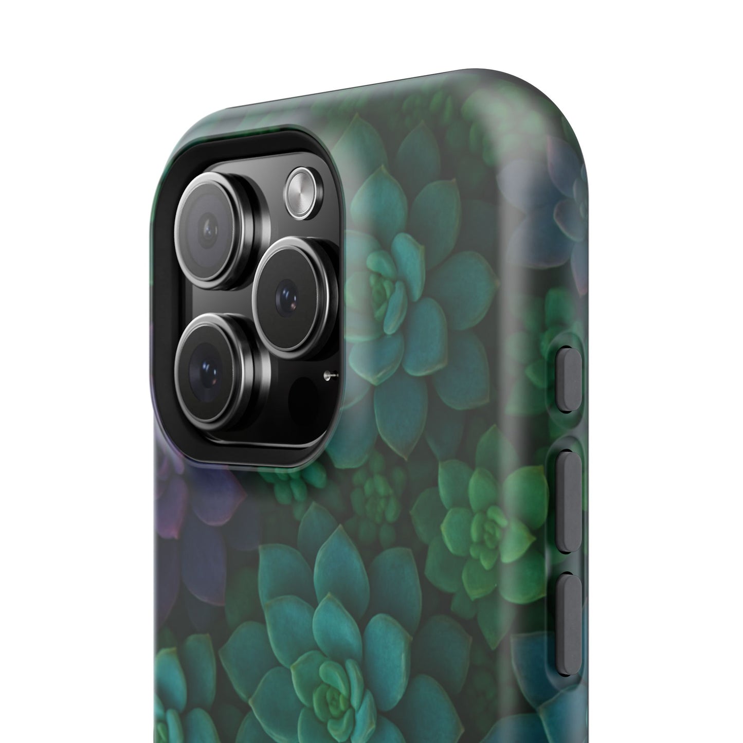 Succulent Pattern Impact-Resistant Phone Case — Green Teal Floral Protection