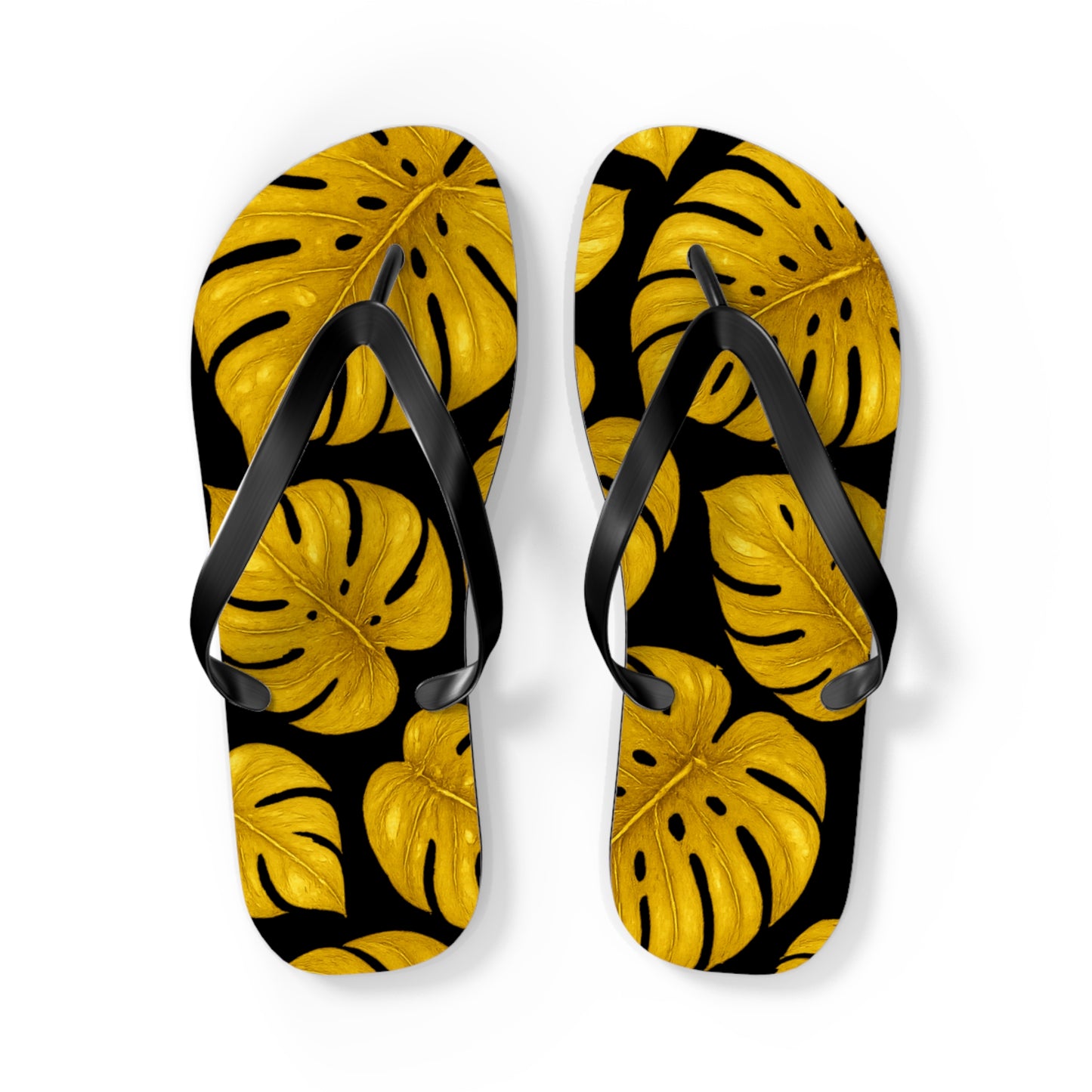 Tropical Flip Flops with Monstera Leaves, Summer Footwear, Beach Sandals, Vacation Essentials, Stylish Poolside Slippers