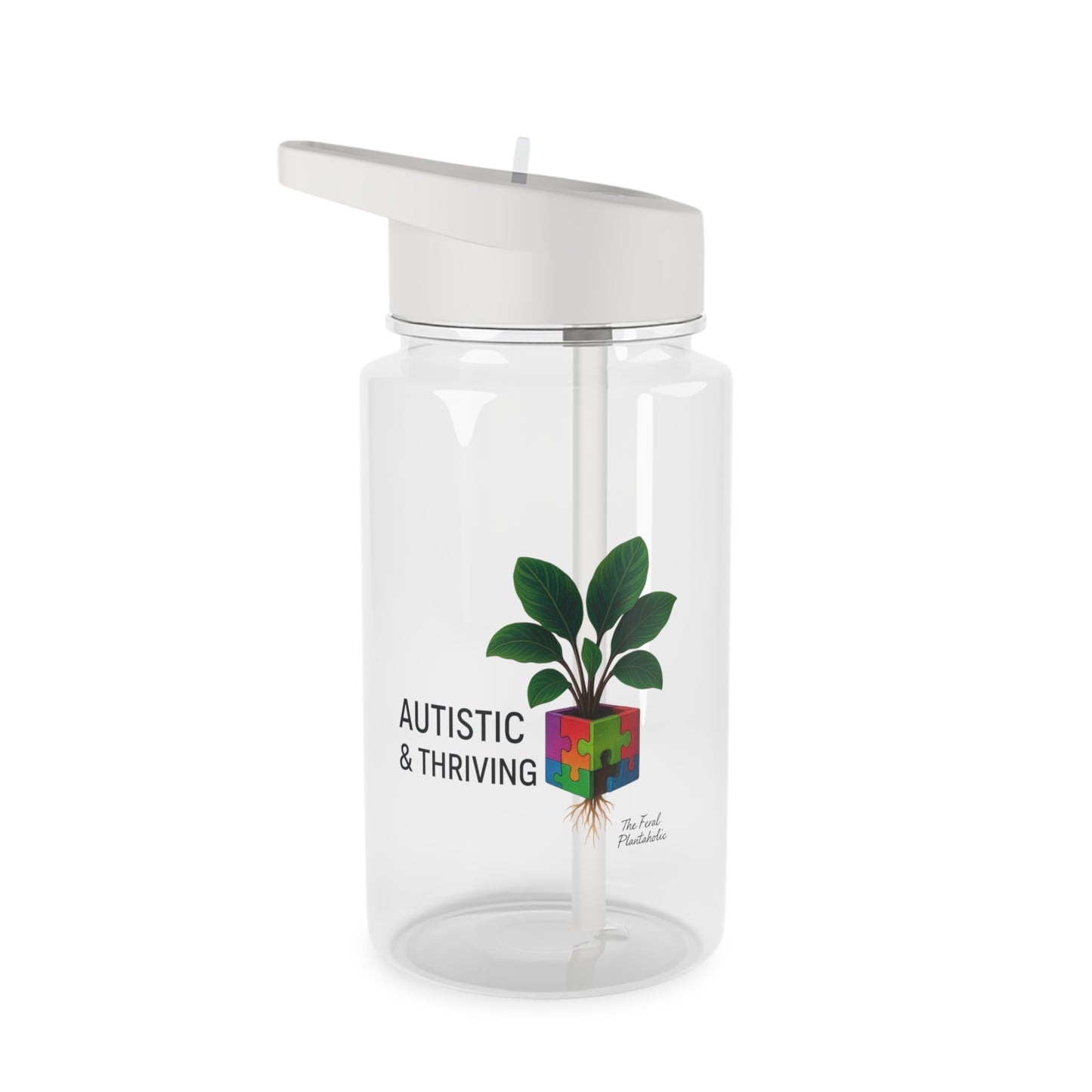 Tritan Water Bottle, Autistic and Thriving, Inspirational Gift, Hydration Bottle, Eco-Friendly Drinkware, Motivational Water Jug