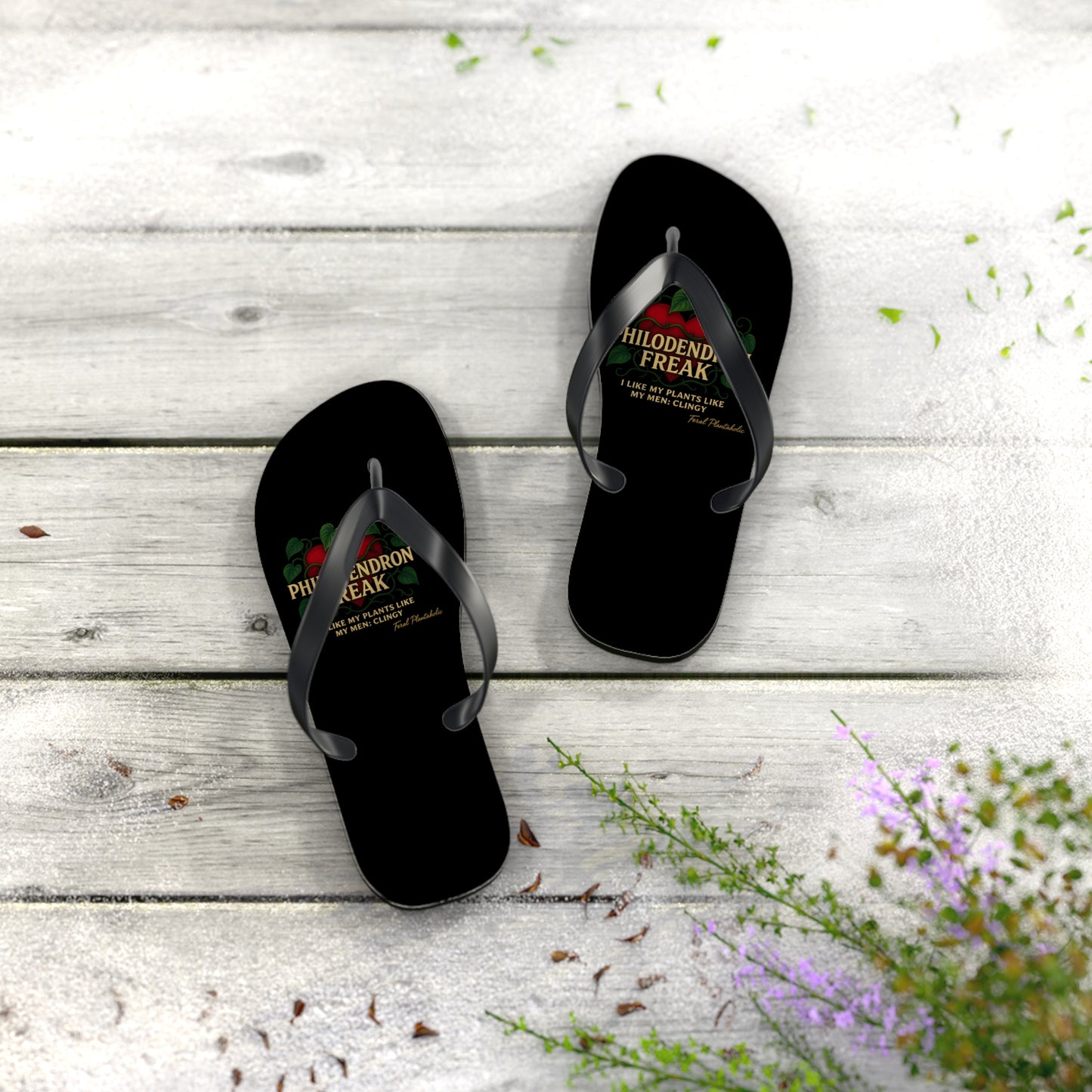 Philodendron Themed Flip Flops - Fun Summer Footwear, Beach Essentials, Gift for Fruit Lovers, Casual Sandals, Summer Vibes