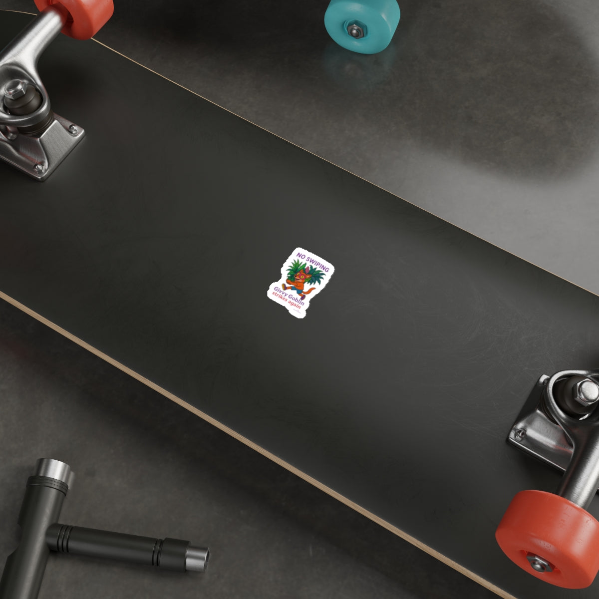 Playful Die-Cut Stickers - "No Swiping!" with Givvy Goblin Design