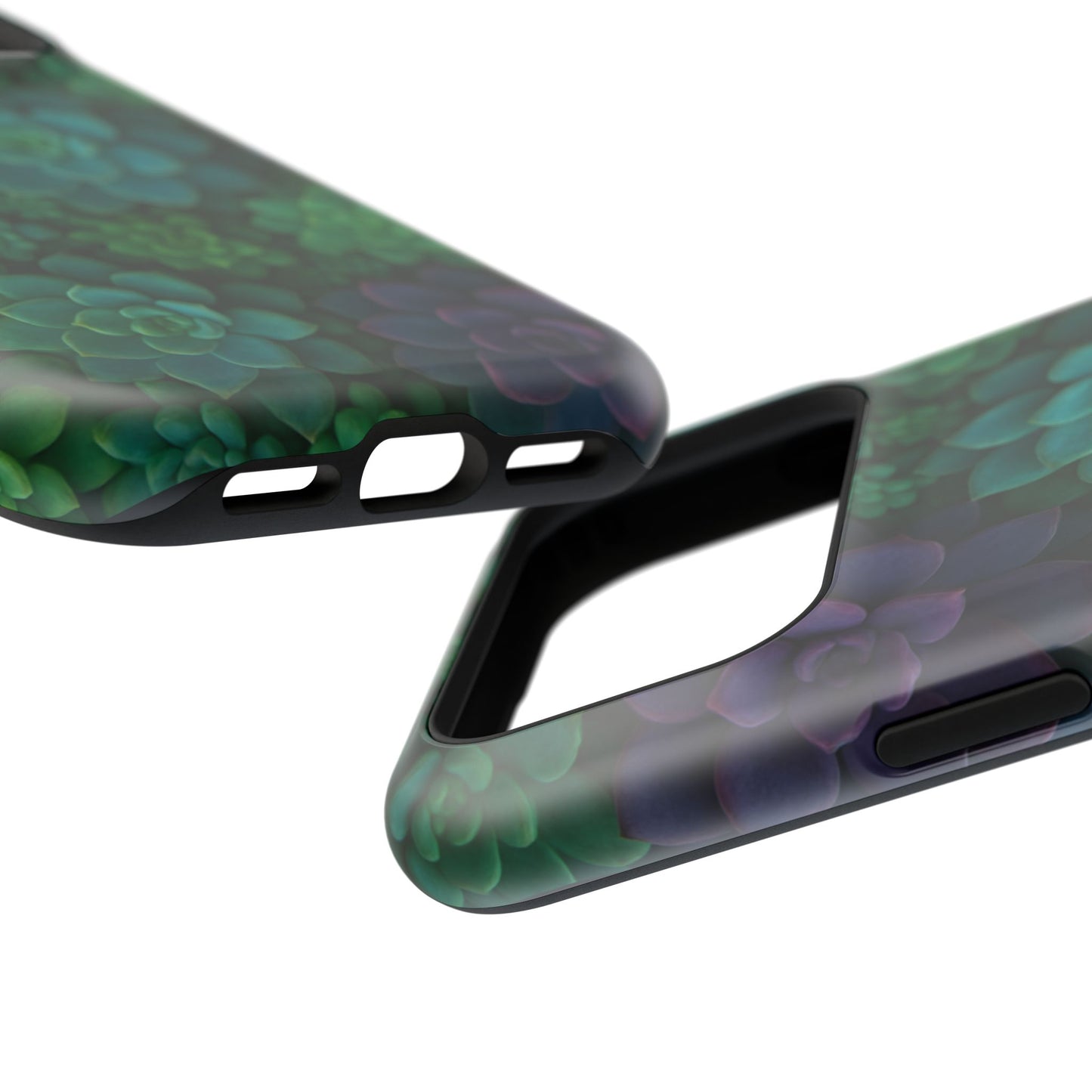 Succulent Pattern Impact-Resistant Phone Case — Green Teal Floral Protection