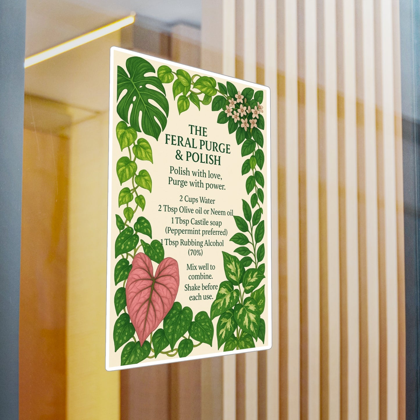 Plant Care Sticker — "The Feral Purge & Polish" Kiss-Cut Vinyl Decal
