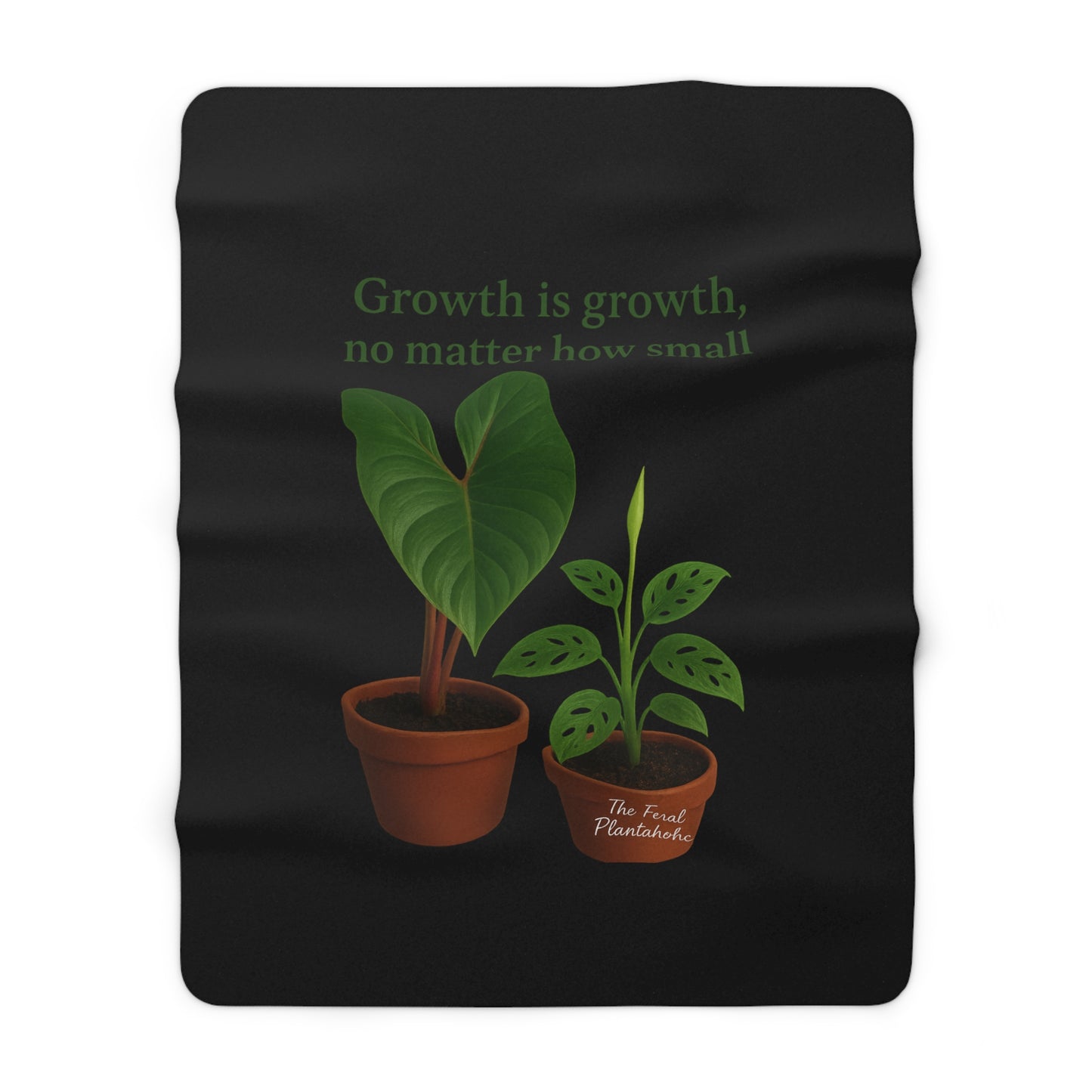 Plant Lover's Sherpa Fleece Blanket - Cozy Home Decor, Growth Motivation Gift, Plant Mom Gift, Unique Throw Blanket, Inspirational Home