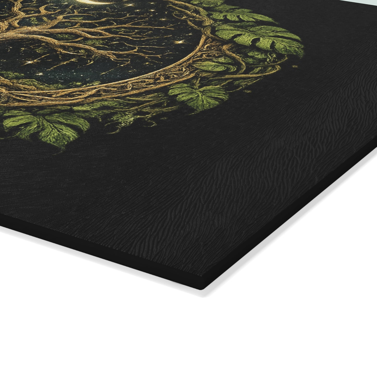 Glass Cutting Board — Celtic Tree of Life Moon Design