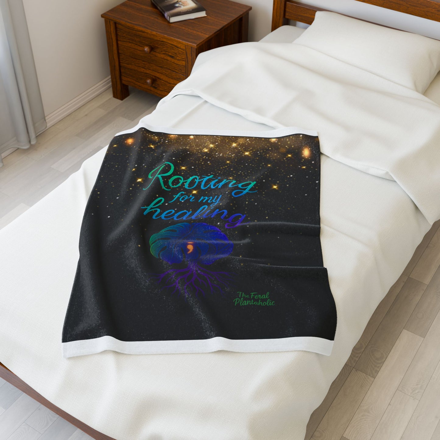 Rooting for My Healing Velveteen Plush Blanket | Cozy Throw for Self-Care, Spiritual Growth, Meditation, Wellness Gifts, Home Decor