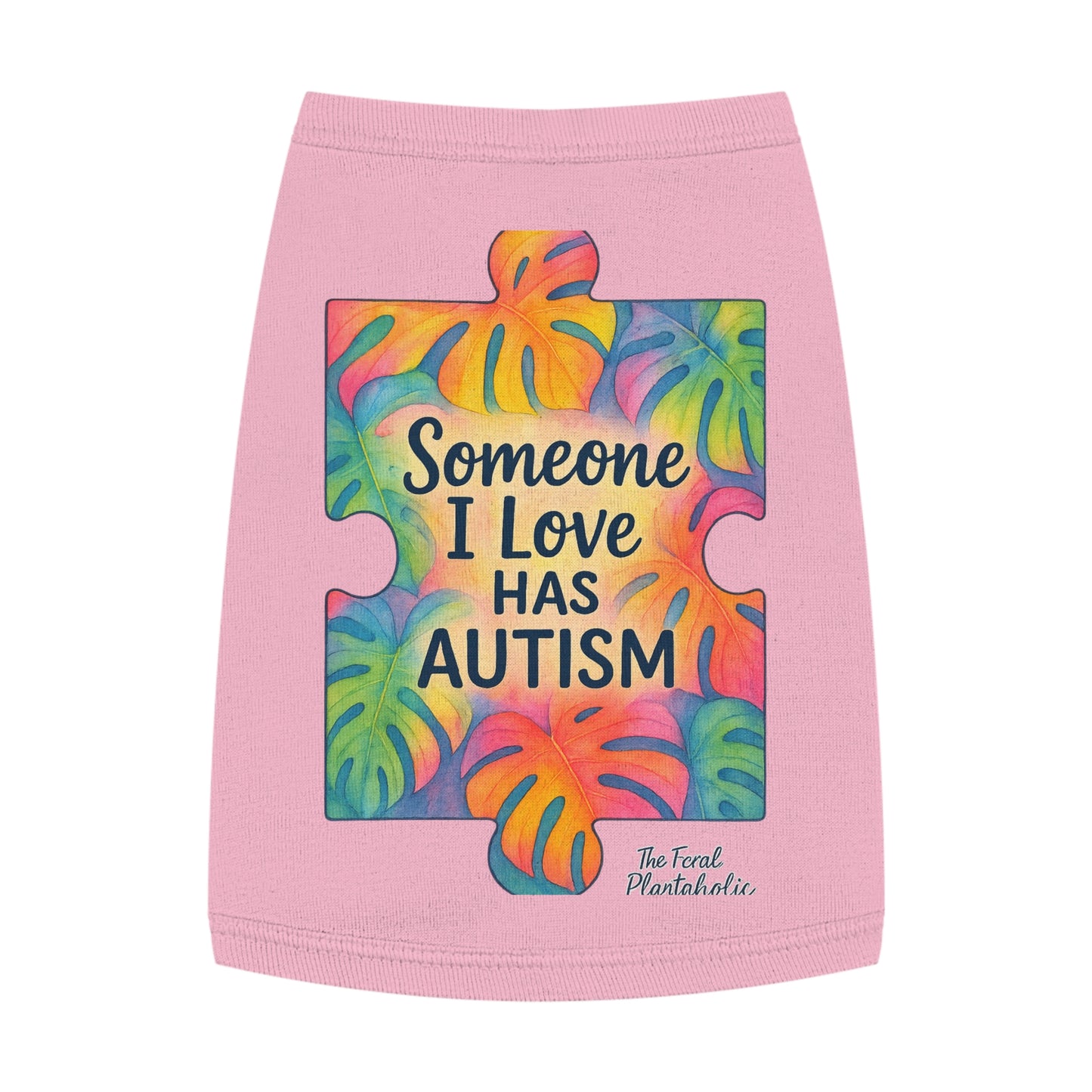 Pet Tank Top — "Someone I Love Has Autism" Puzzle Piece Awareness Dog Shirt