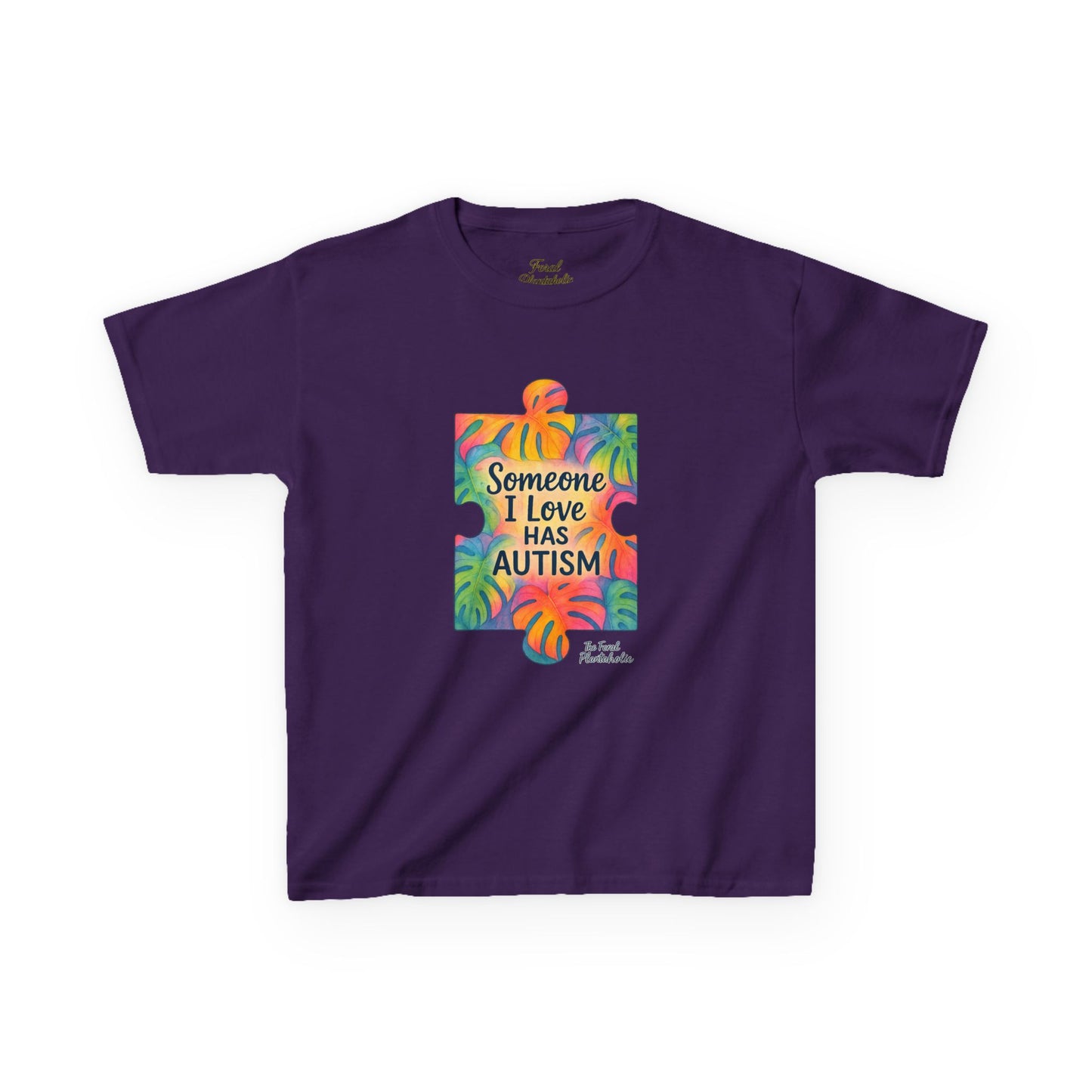 Kids T‑Shirt — "Someone I Love Has Autism" Colorful Puzzle Awareness Tee