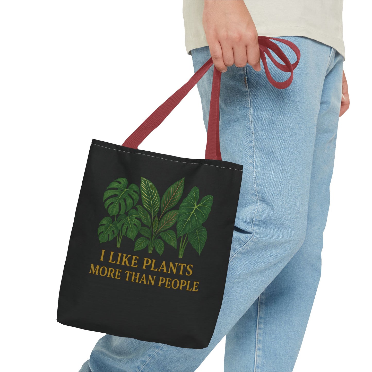 Plant Lover Tote Bag — “I Like Plants More Than People” Botanical Canvas Tote