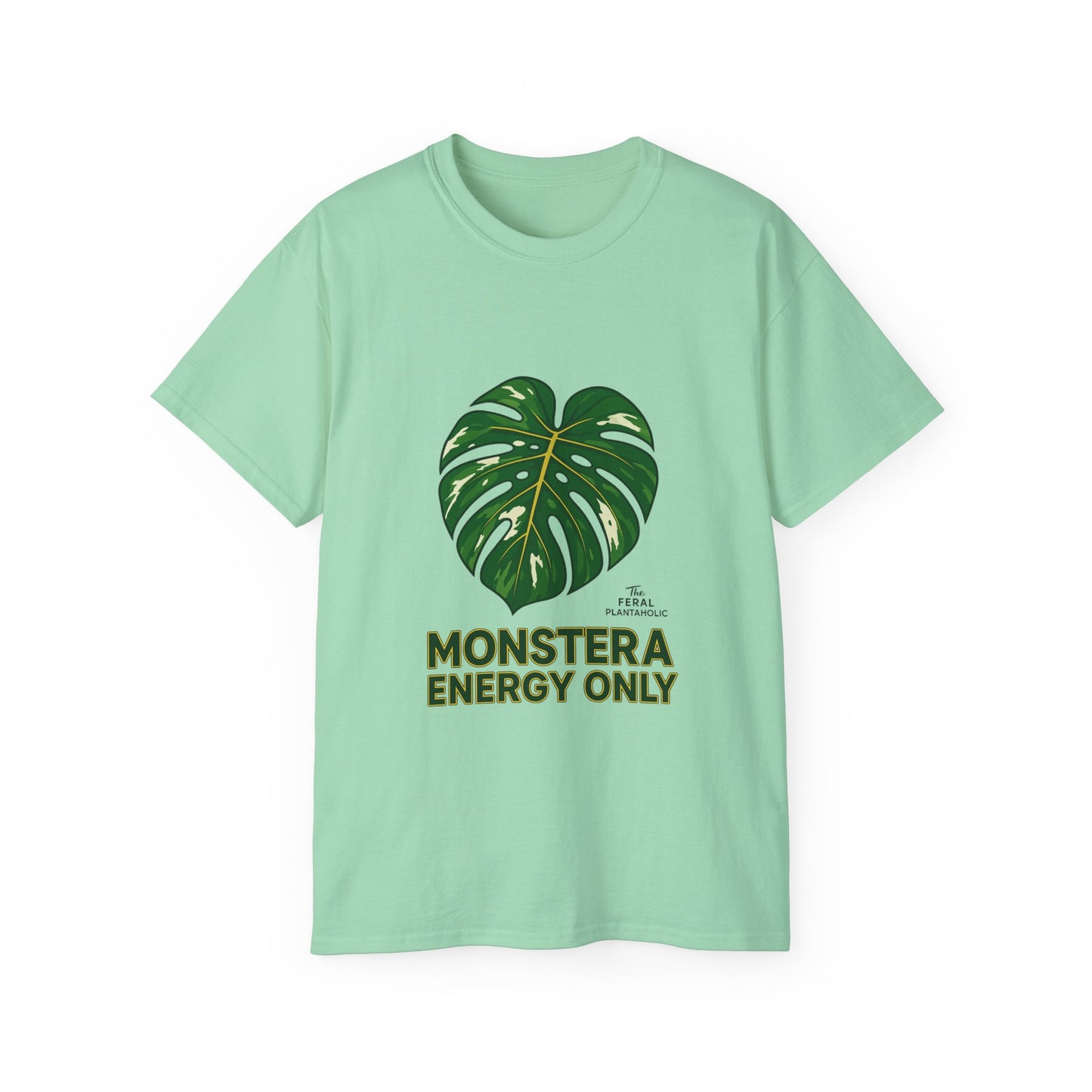 Monstera Energy Only Unisex Cotton Tee, Tropical Plant Tee, Nature Lover Shirt, Casual Summer Top, Eco-Friendly Gift, Botanical Graphic Tee