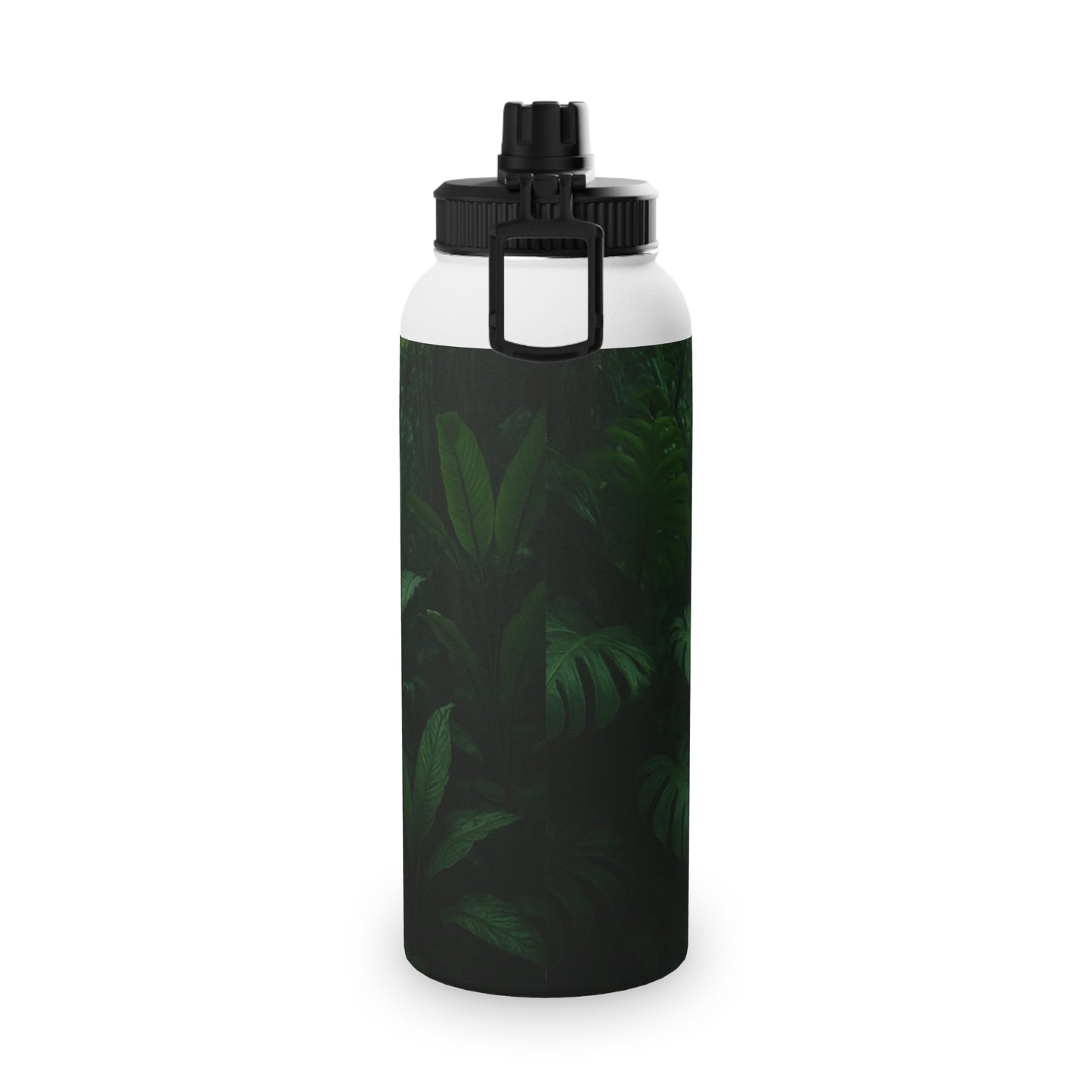 Stainless Steel Water Bottle — Dark Jungle Ferns Sports Lid (Insulated Sports Bottle)