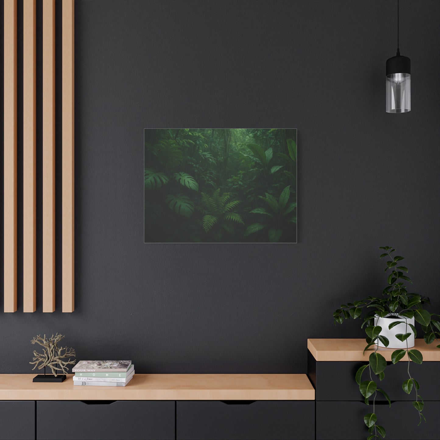 Jungle Matte Canvas Wall Art — Lush Green Tropical Forest Print (Stretched 1.25")