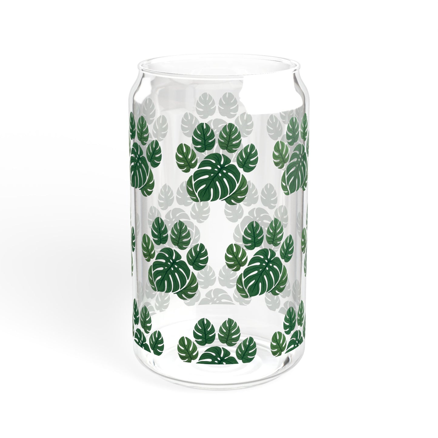 Monstera Leaf 16oz Sipper Glass with Bamboo Lid