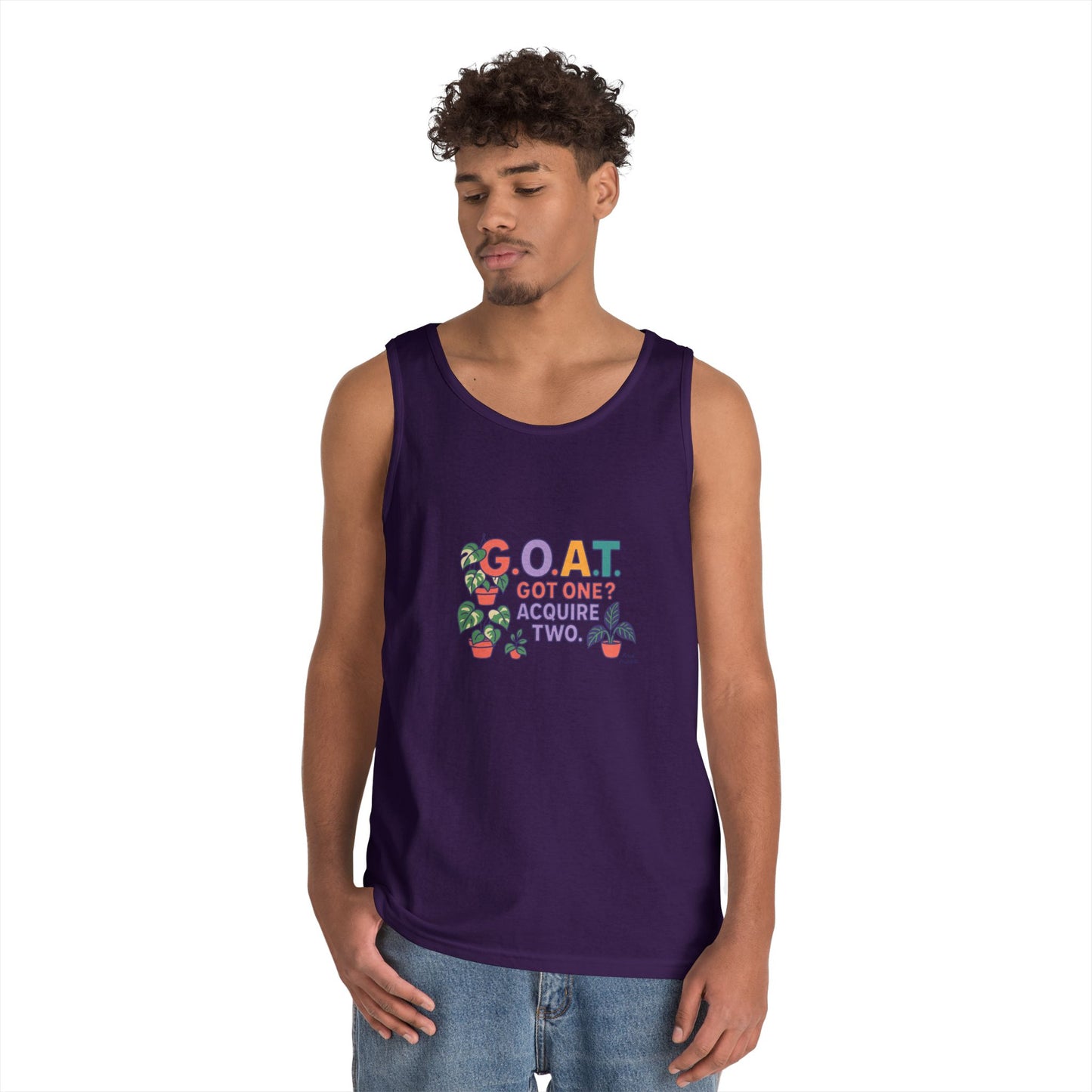 GOAT Tank Top - Unisex Heavy Cotton, Fun Graphic, Perfect for Summer, Casual Wear, Gift for Plant Lovers, St. Patrick's Day, Housewarming