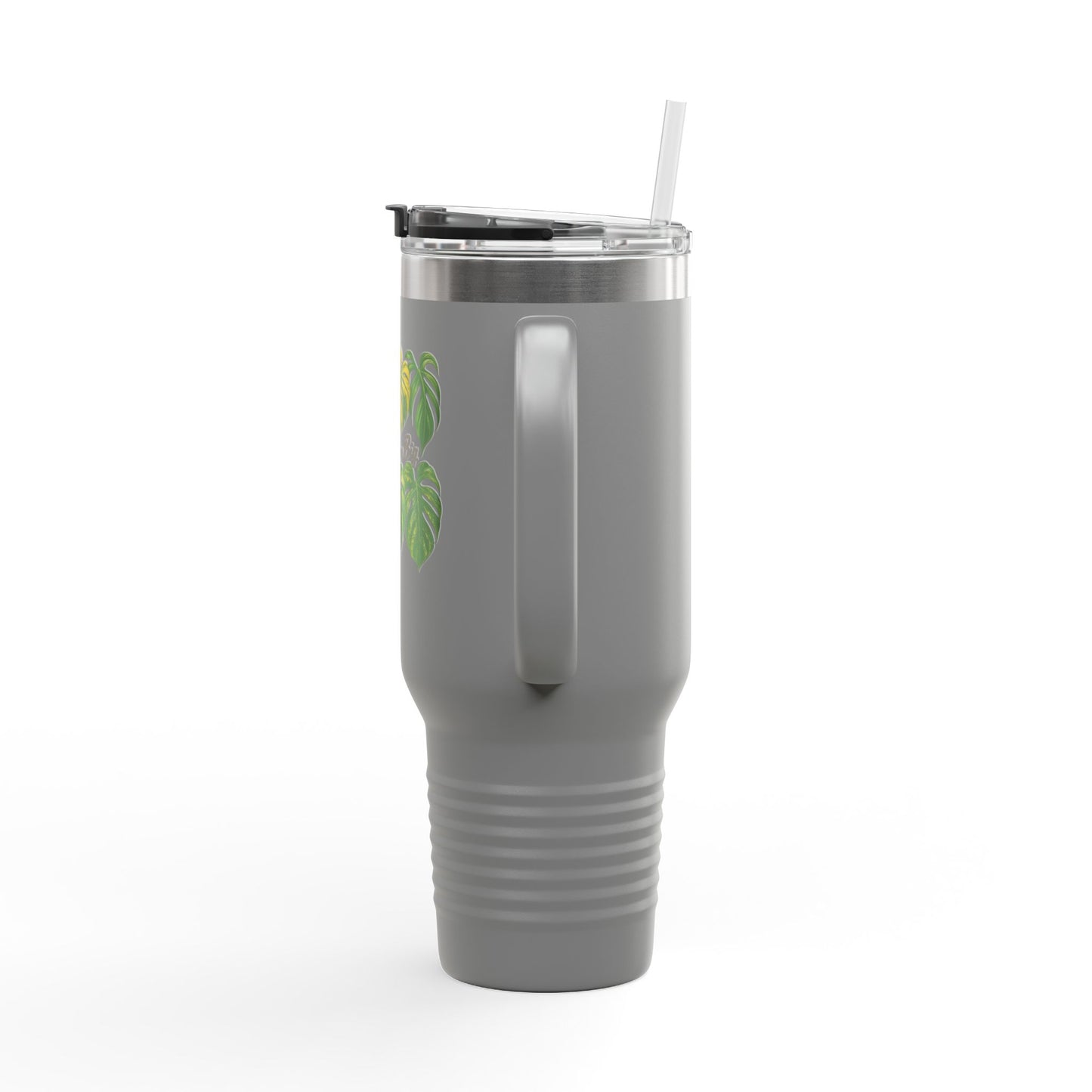 40oz Insulated Travel Mug — Monstera Leaves "I Like Them Big" Tropical Tumbler