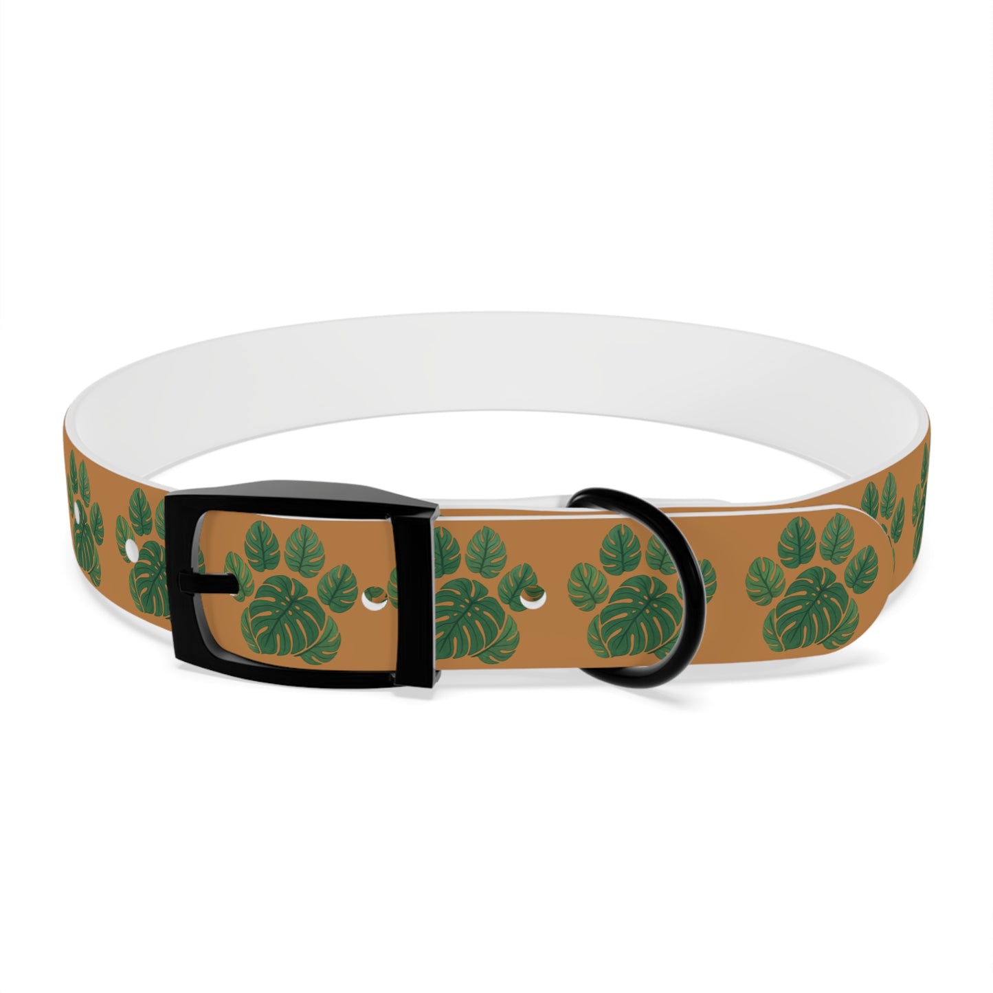 Monstera Leaf Dog Collar — Tropical Green Plant Pattern Pet Collar
