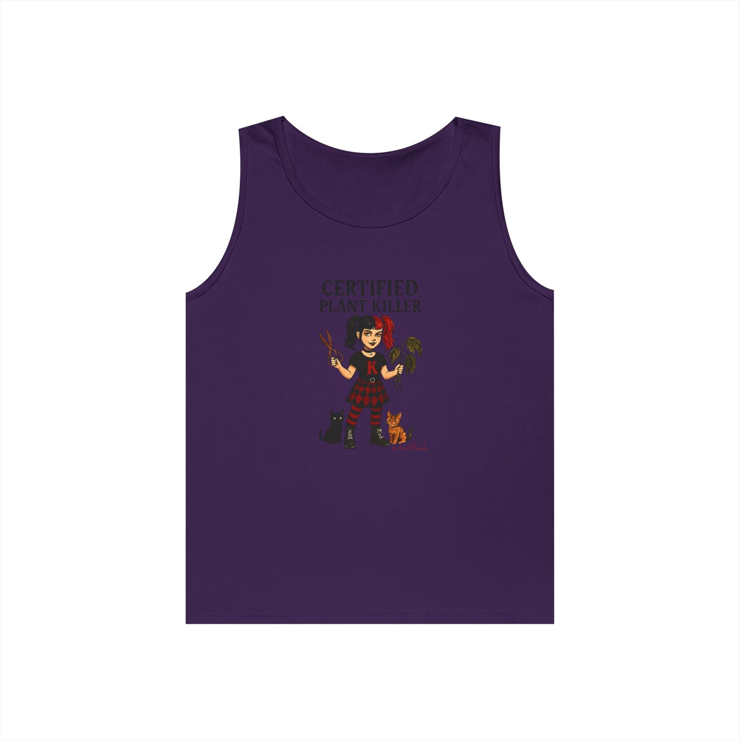 Certified Plant Killer Unisex Heavy Cotton Tank Top, Plant Lover Gift, Gardening Humor Apparel, Casual Summer Wear, Funny Gift for Friends
