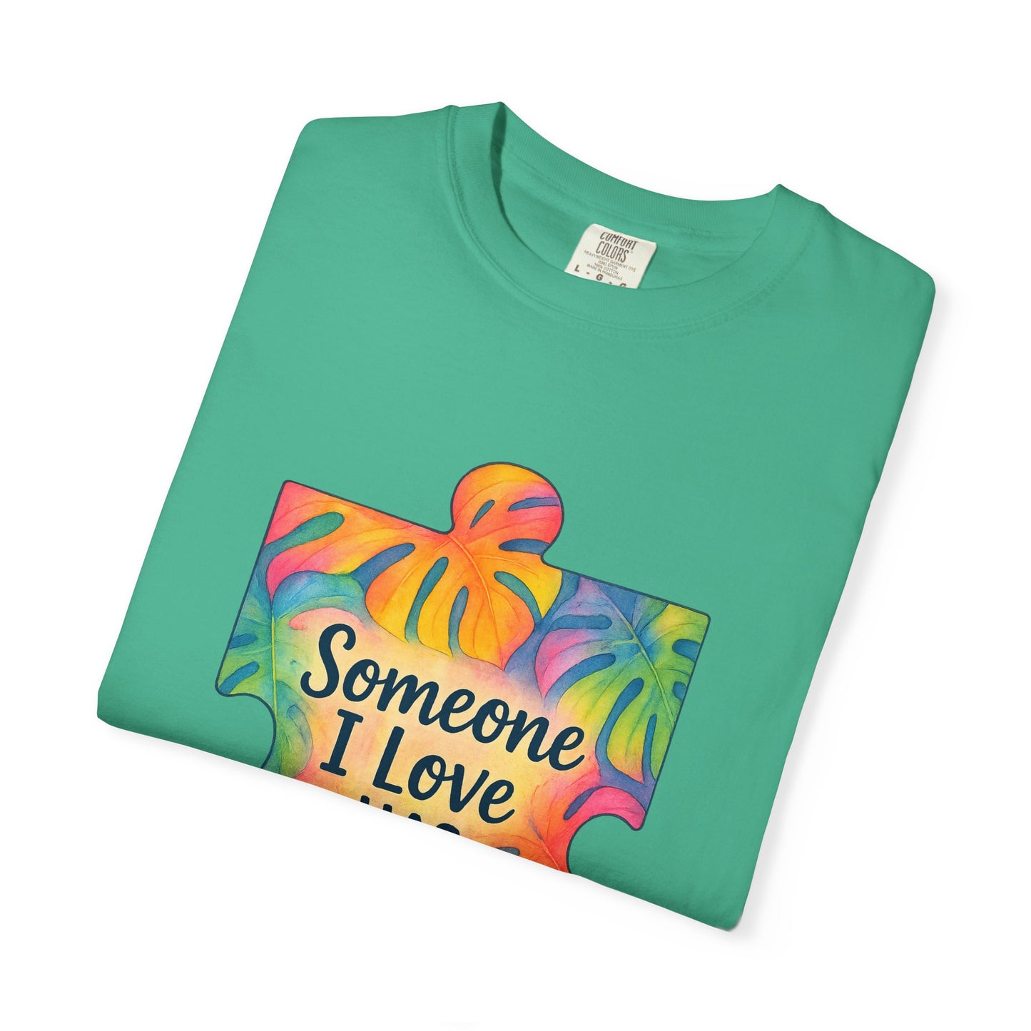 Autism Awareness T-Shirt — "Someone I Love Has Autism" Colorful Puzzle Design