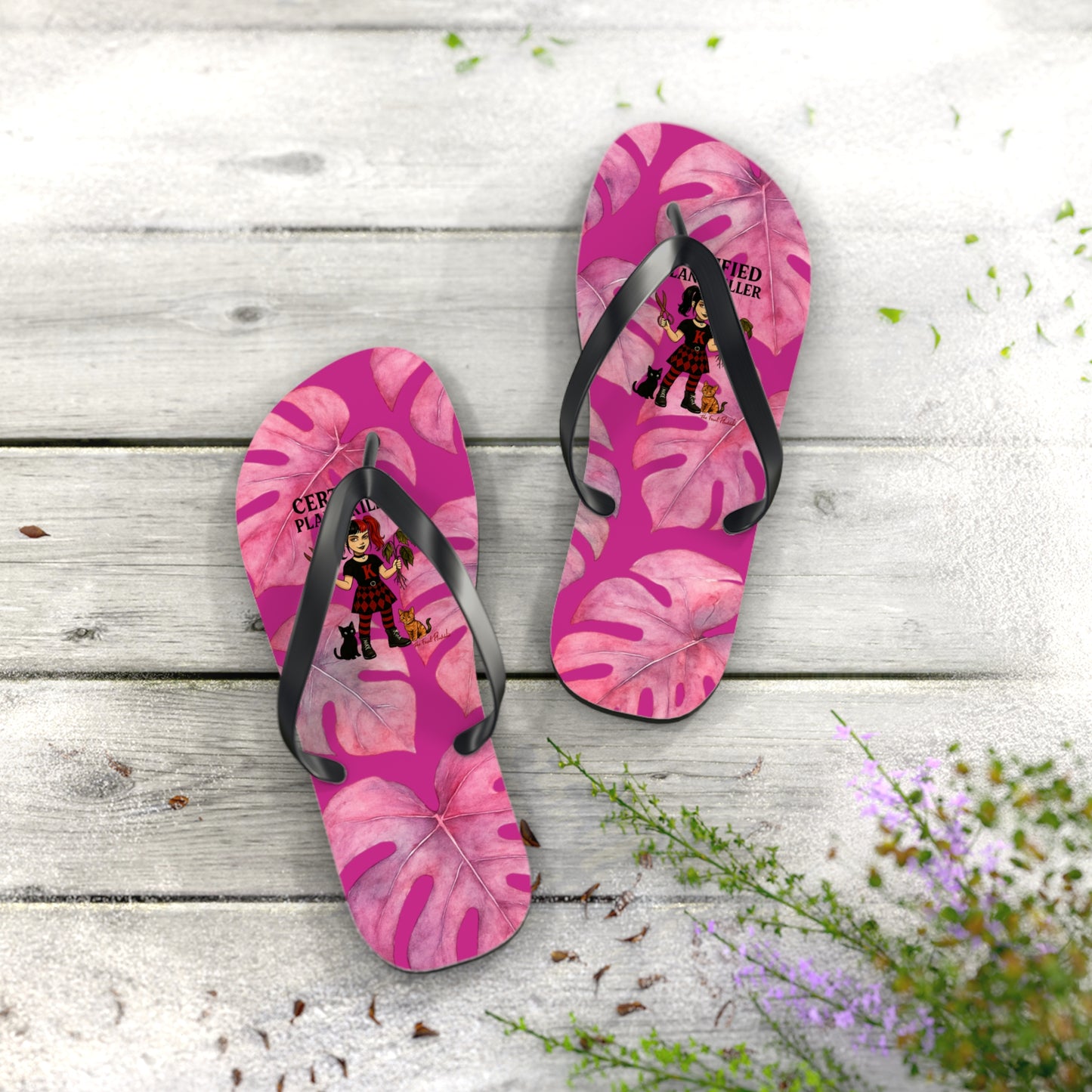 Certified Plant Killer Flip Flops, Fun Summer Sandals for Plant Lovers, Unique Beach Footwear, Gift for Gardeners