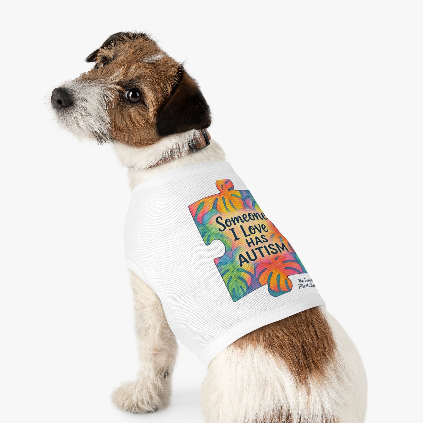 Pet Tank Top — "Someone I Love Has Autism" Puzzle Piece Awareness Dog Shirt