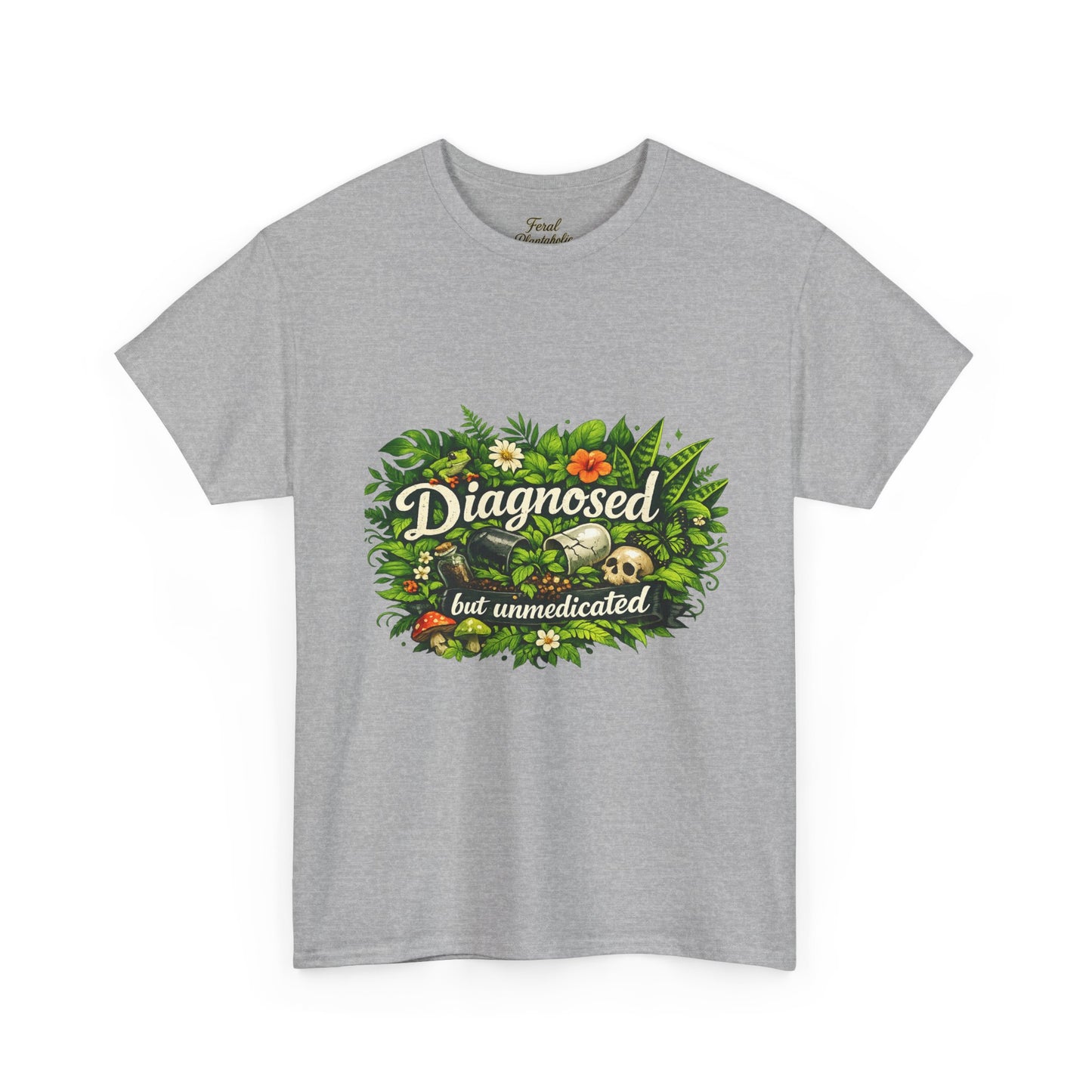 T-Shirt — "Diagnosed but Unmedicated" Floral Mental Health Awareness Tee