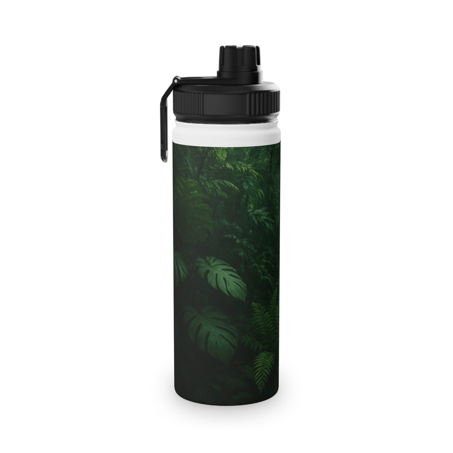 Stainless Steel Water Bottle — Dark Jungle Ferns Sports Lid (Insulated Sports Bottle)