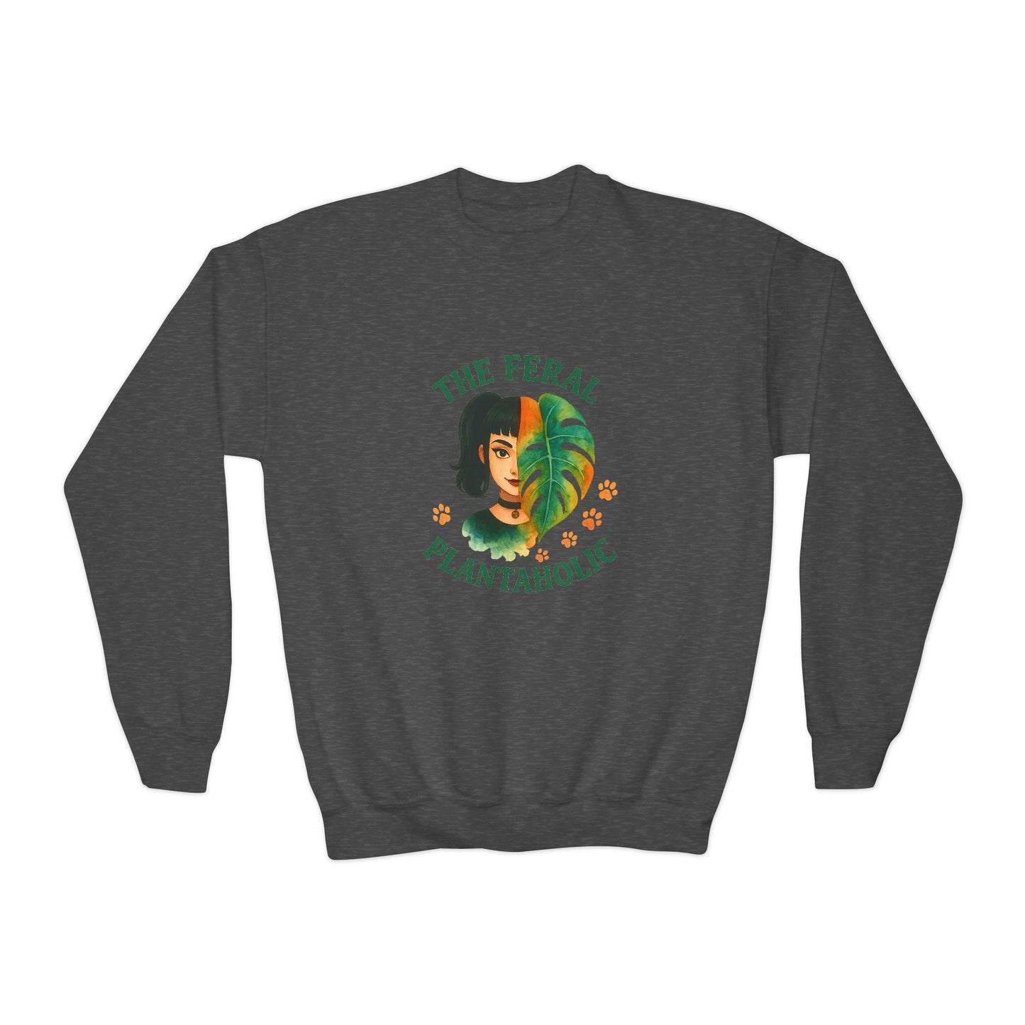 Youth Crewneck Sweatshirt - The Feral Plantaholic, Trendy Gift