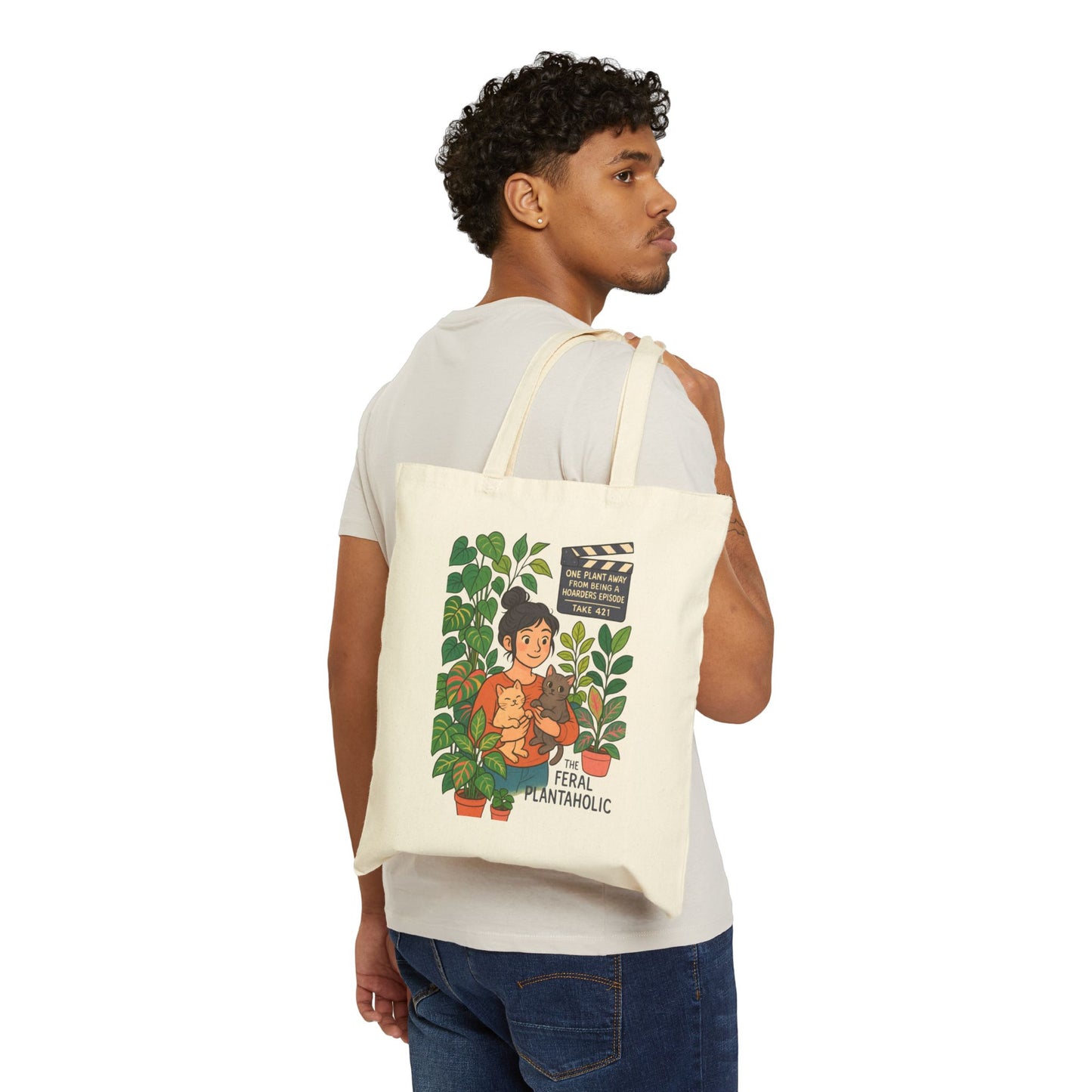 Feral Plantaholic Tote Bag, Eco-Friendly Shopping, Gift for Plant Lovers, Reusable Grocery Bag, Cute Canvas Bag