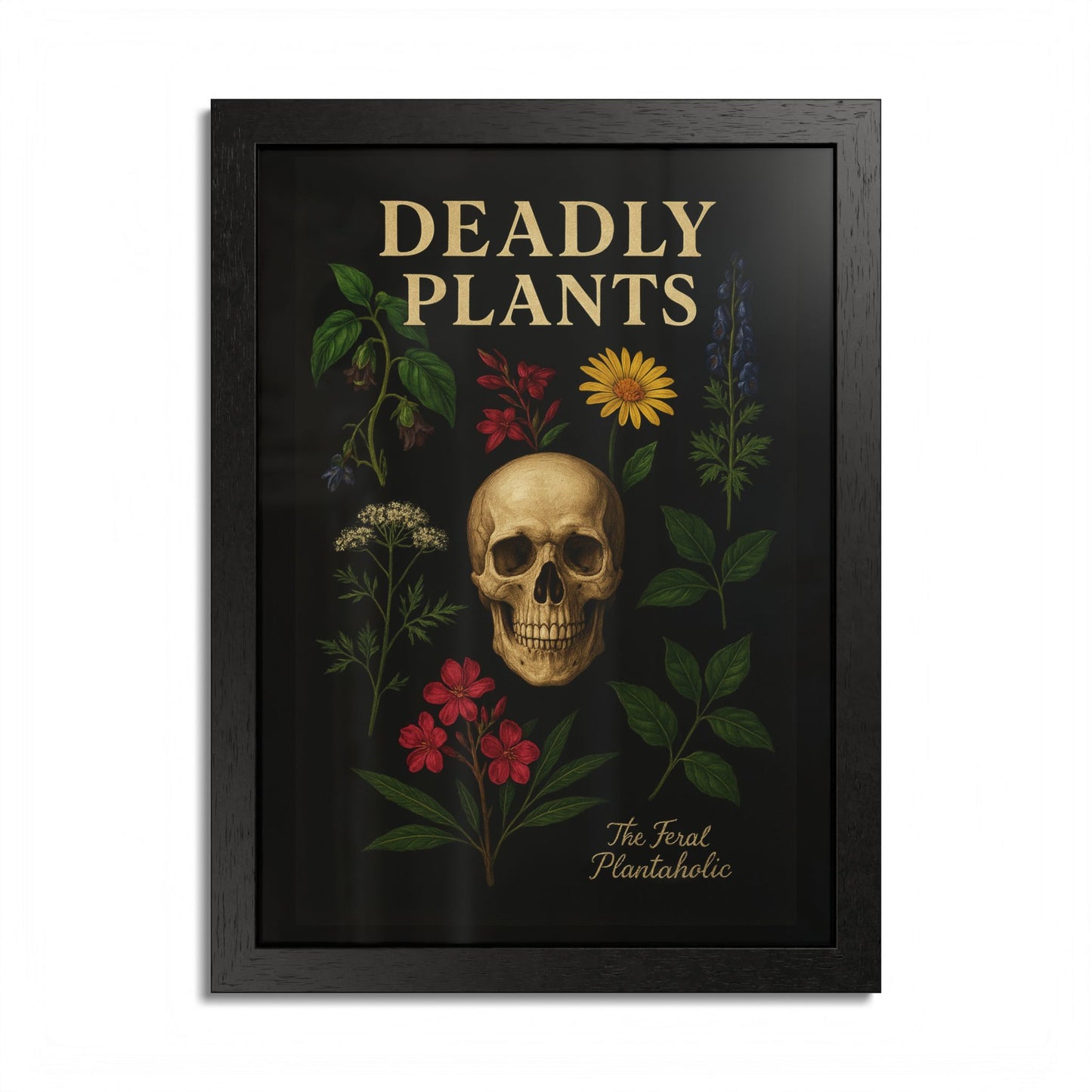 Deadly Plants Botanical Skull Framed Poster — Vintage Poisonous Plant Art