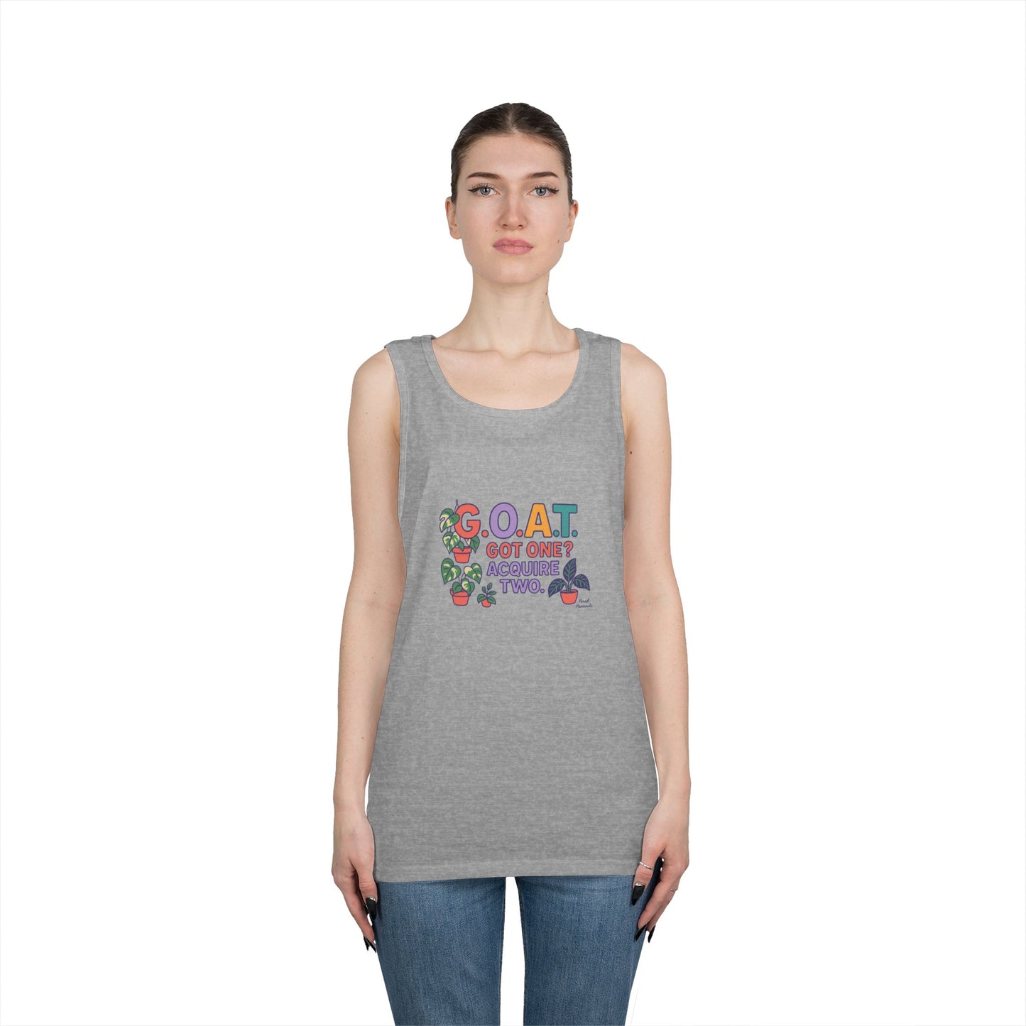 GOAT Tank Top - Unisex Heavy Cotton, Fun Graphic, Perfect for Summer, Casual Wear, Gift for Plant Lovers, St. Patrick's Day, Housewarming