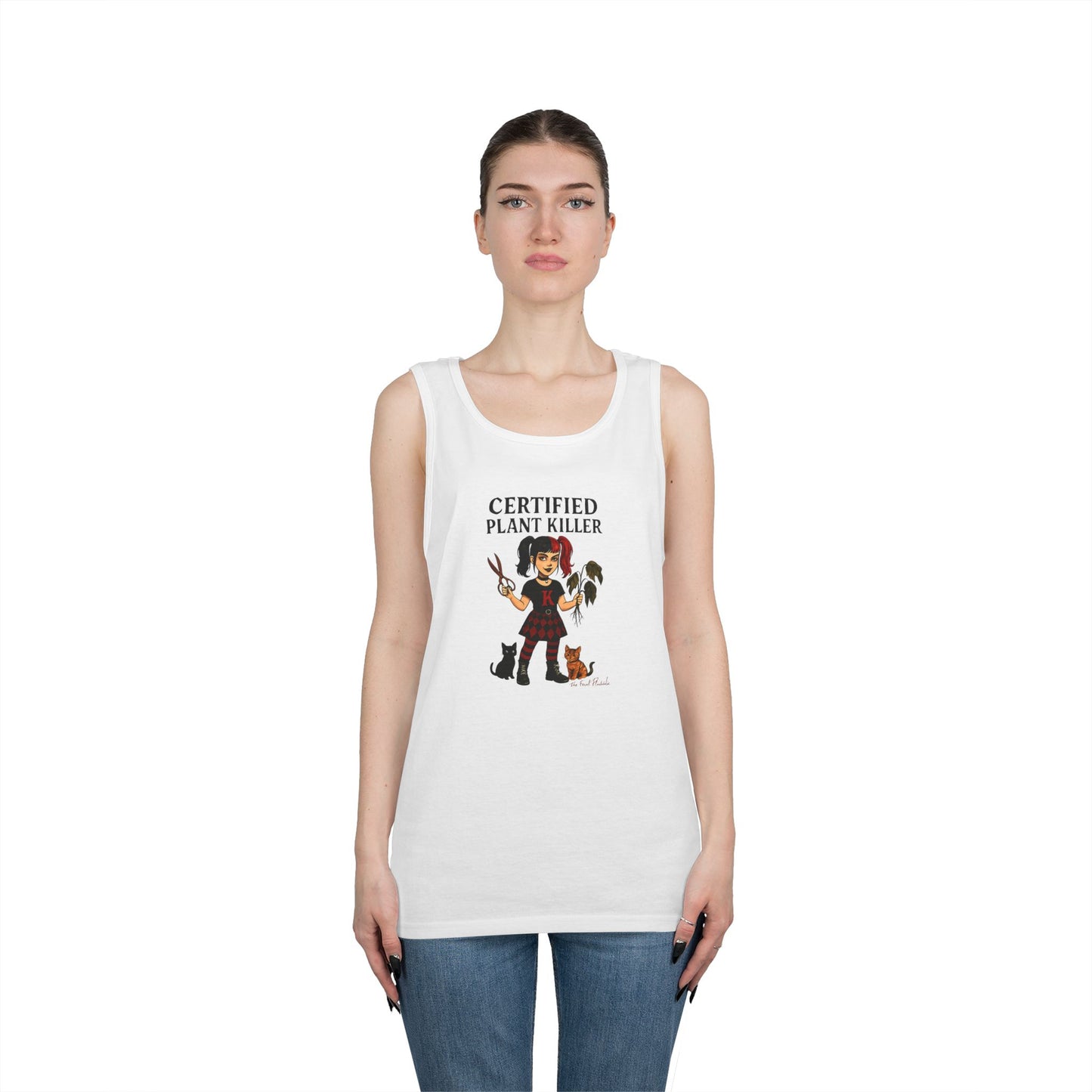 Certified Plant Killer Unisex Heavy Cotton Tank Top, Plant Lover Gift, Gardening Humor Apparel, Casual Summer Wear, Funny Gift for Friends