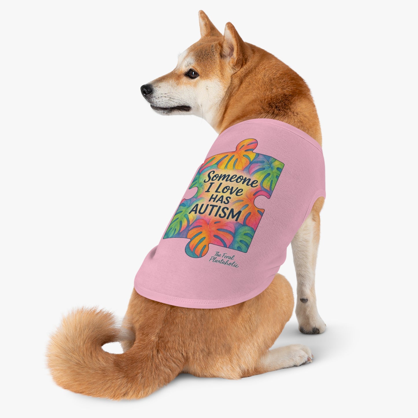 Pet Tank Top — "Someone I Love Has Autism" Puzzle Piece Awareness Dog Shirt