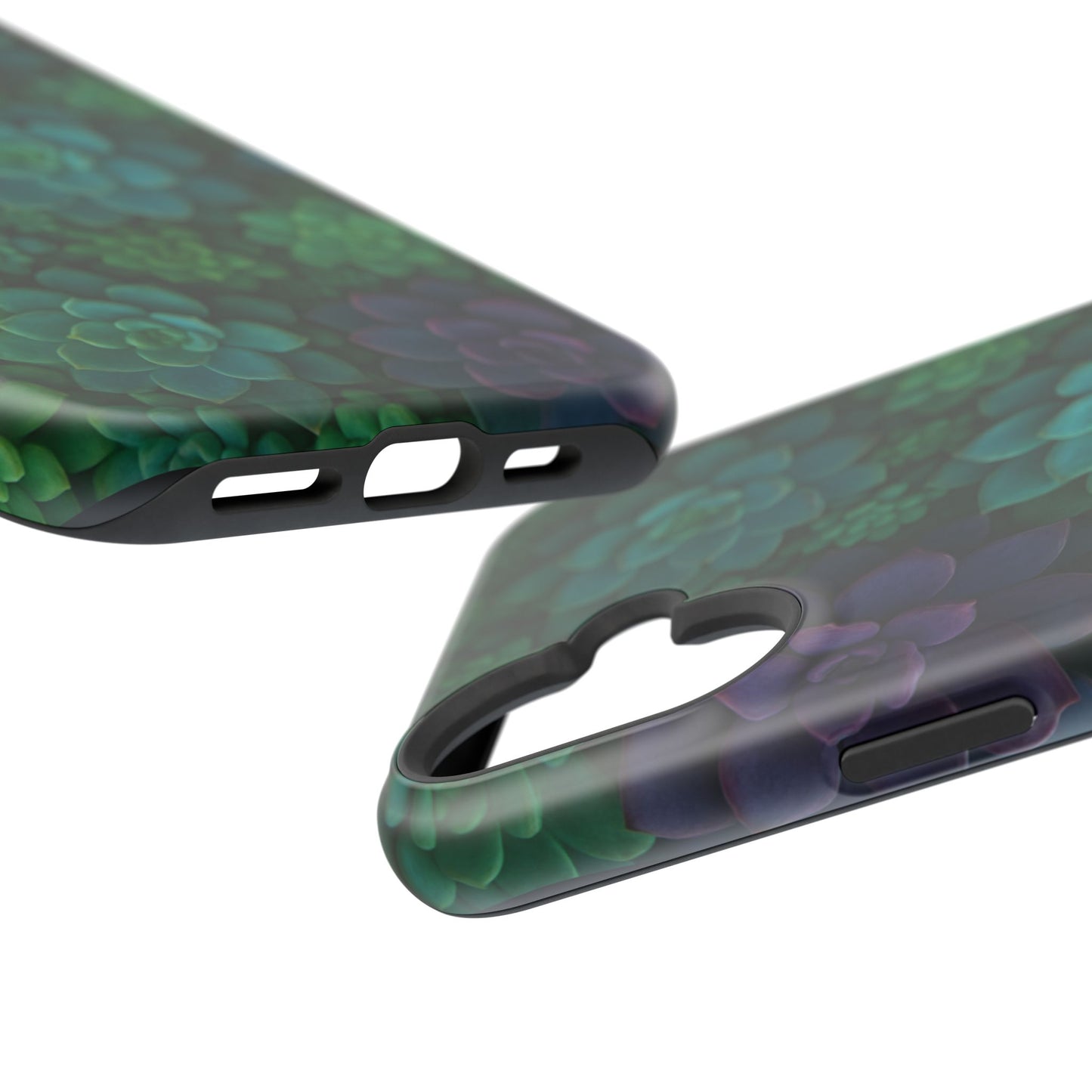 Succulent Pattern Impact-Resistant Phone Case — Green Teal Floral Protection