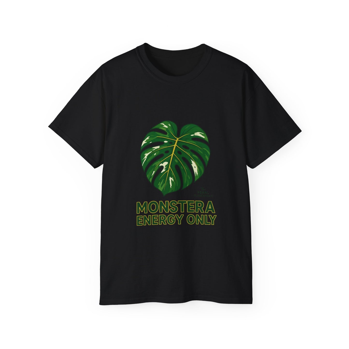 Monstera Energy Only Unisex Cotton Tee, Tropical Plant Tee, Nature Lover Shirt, Casual Summer Top, Eco-Friendly Gift, Botanical Graphic Tee