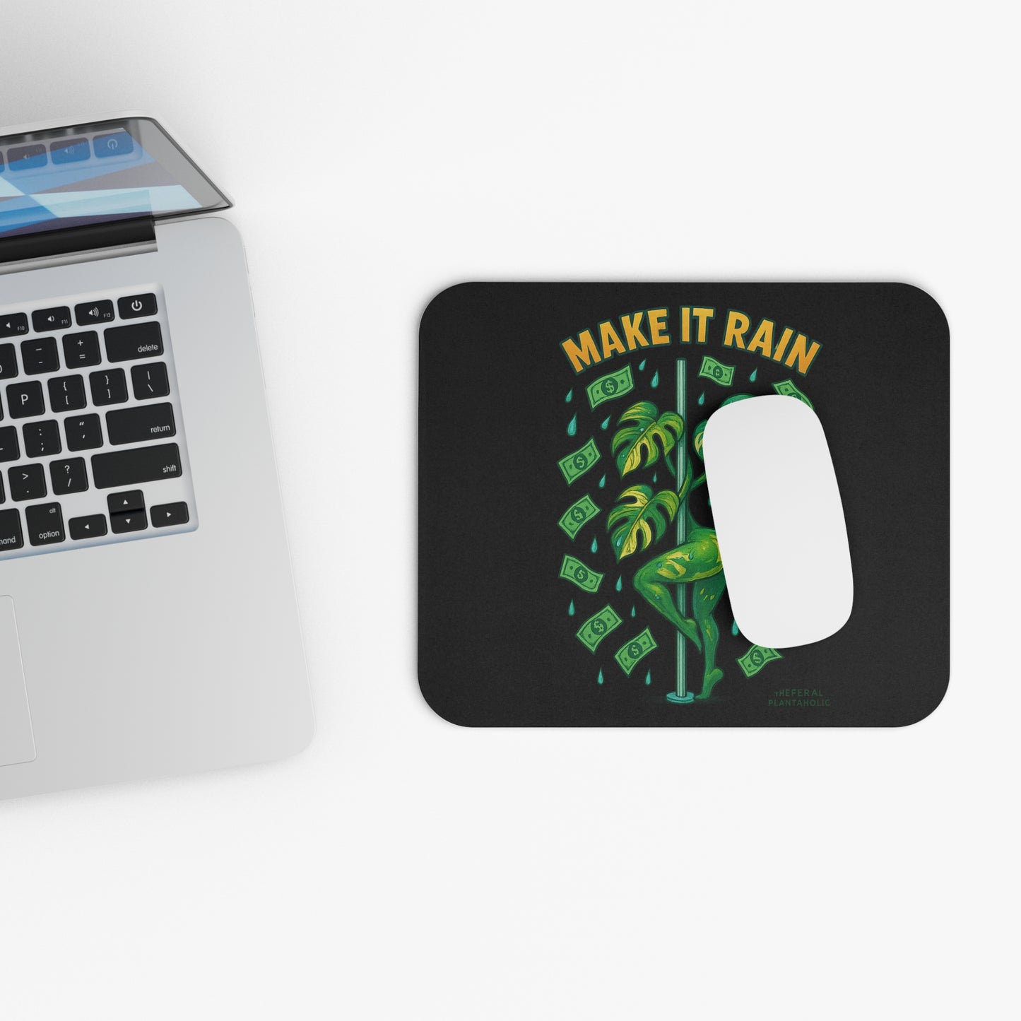 Money Vibes Mouse Pad | Fun Gaming Mat, Office Desk Accessory, Unique Gift for Gamers, Make It Rain Design, Home Office Decor