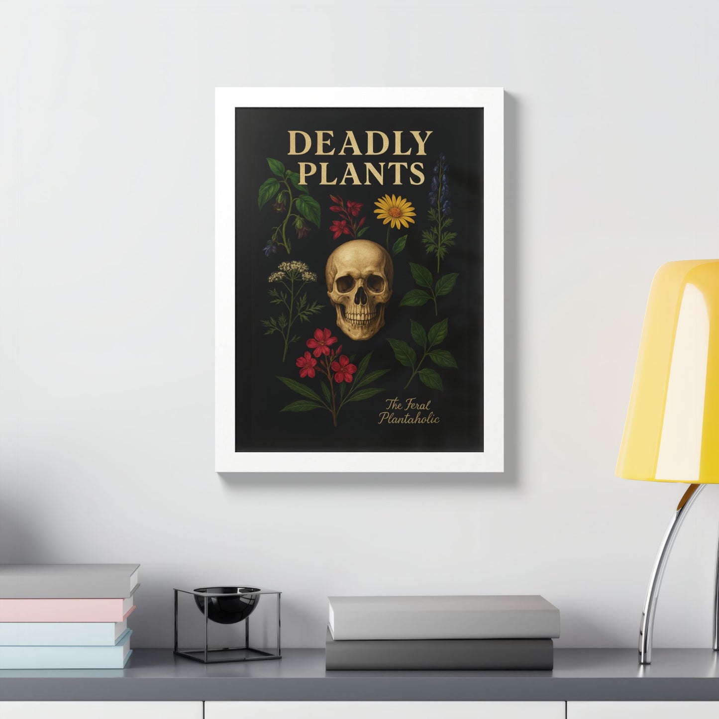 Deadly Plants Botanical Skull Framed Poster — Vintage Poisonous Plant Art