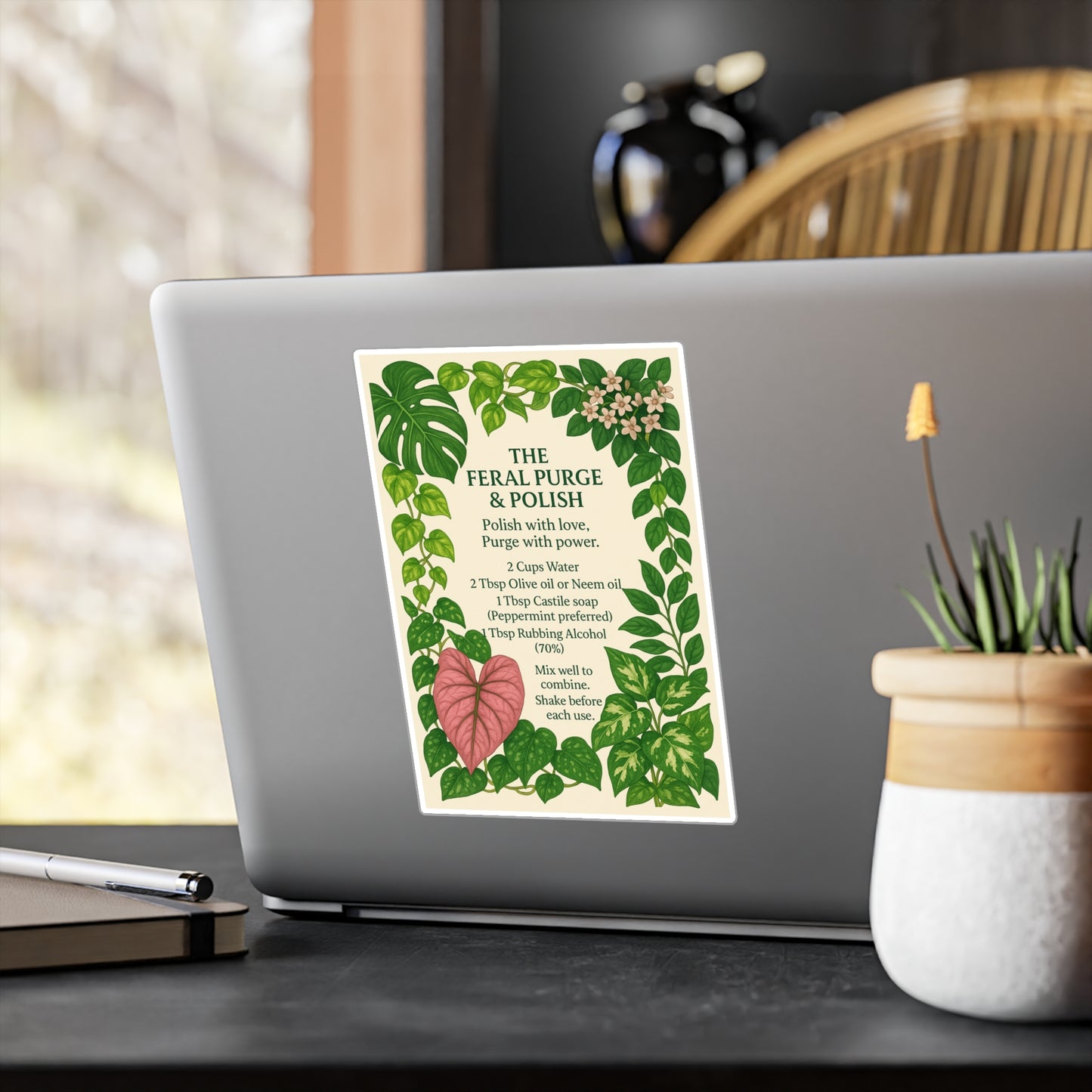 Plant Care Sticker — "The Feral Purge & Polish" Kiss-Cut Vinyl Decal
