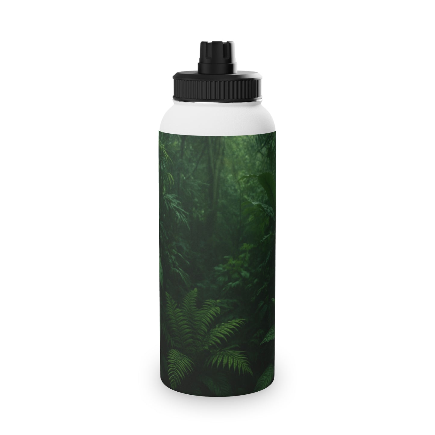 Stainless Steel Water Bottle — Dark Jungle Ferns Sports Lid (Insulated Sports Bottle)