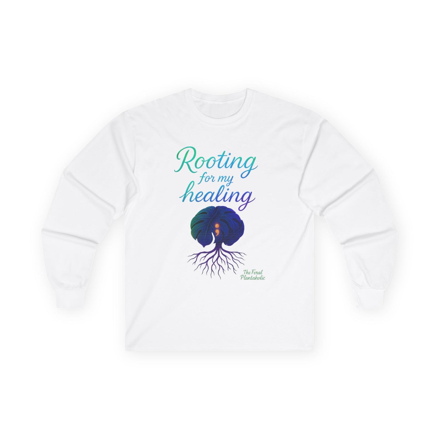 Healing In Spirit Long Sleeve Tee, Unisex Cotton Tee, Rooting for My Healing Shirt, Wellness Gift, Mindfulness Apparel, Self-Care Clothing