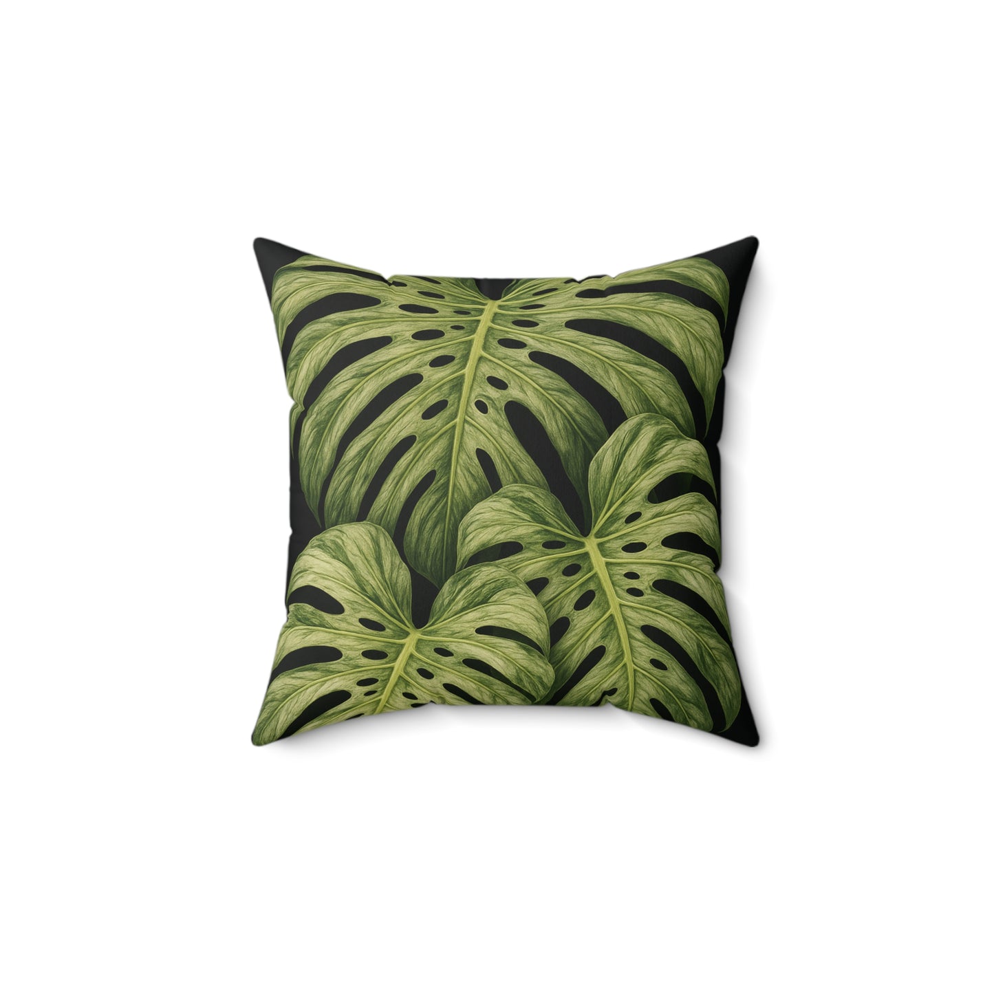 Monstera Leaf Throw Pillow – Tropical Green Decorative Pillow