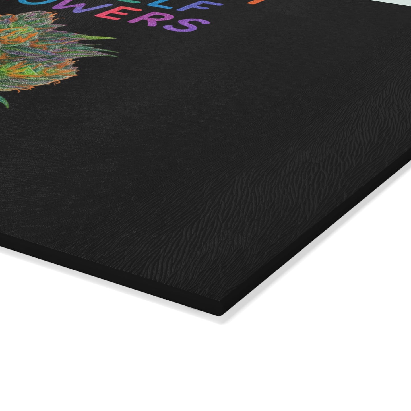 Glass Cutting Board — "I Can Buy Myself Flowers" Colorful Floral Kitchen Board