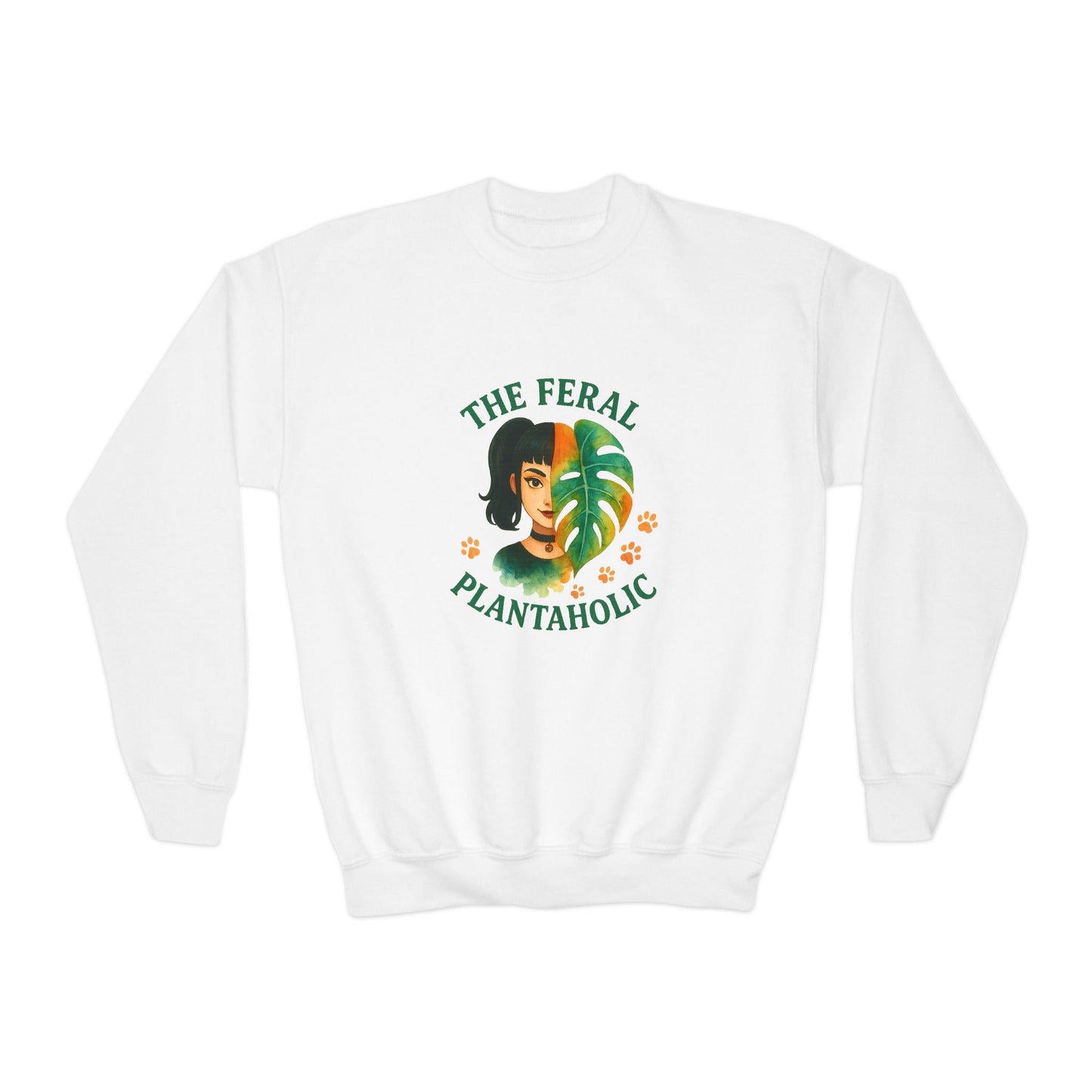Youth Crewneck Sweatshirt - The Feral Plantaholic, Trendy Gift
