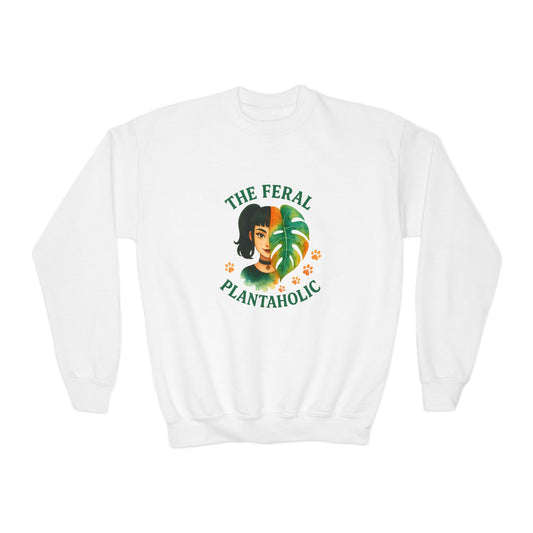Youth Crewneck Sweatshirt - The Feral Plantaholic, Trendy Gift