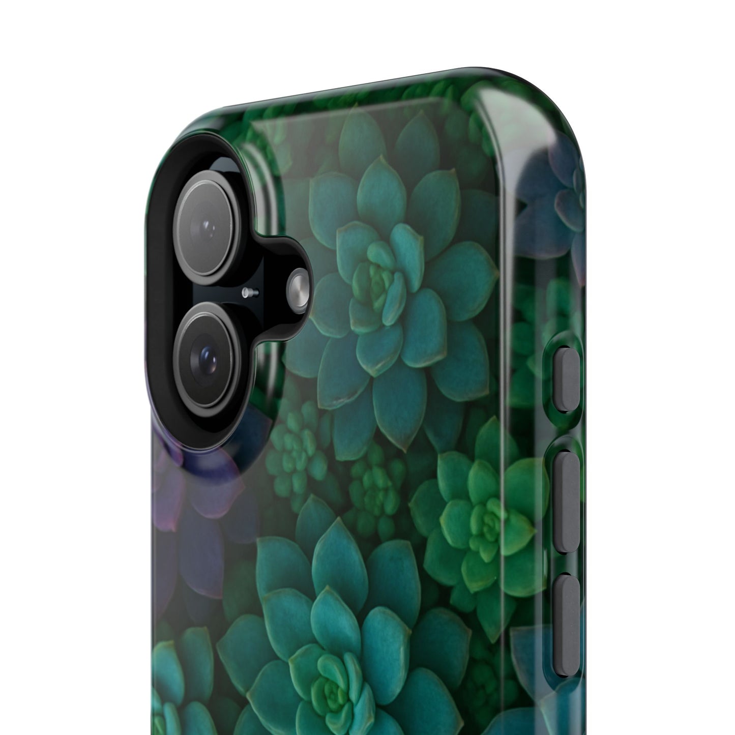 Succulent Pattern Impact-Resistant Phone Case — Green Teal Floral Protection