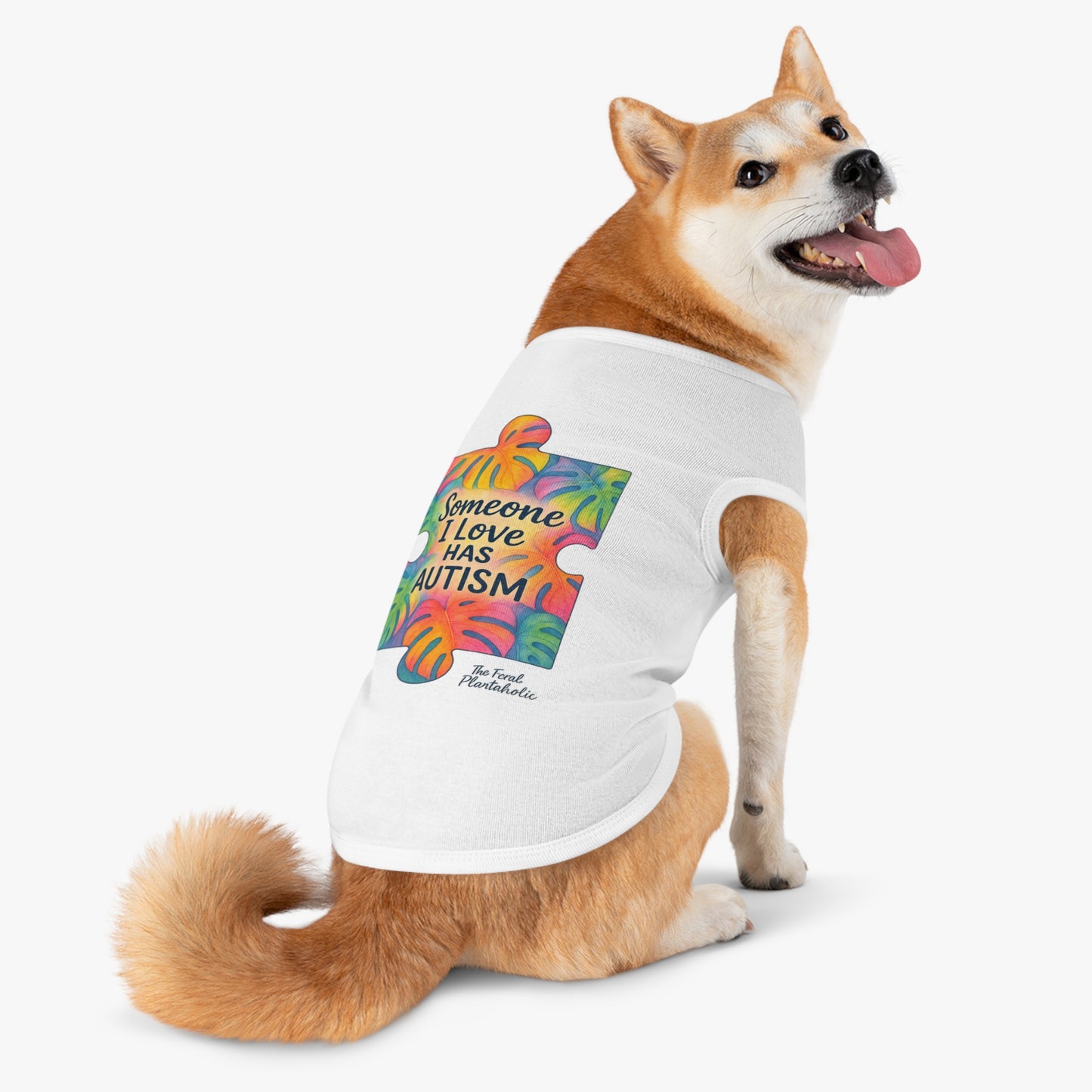 Pet Tank Top — "Someone I Love Has Autism" Puzzle Piece Awareness Dog Shirt