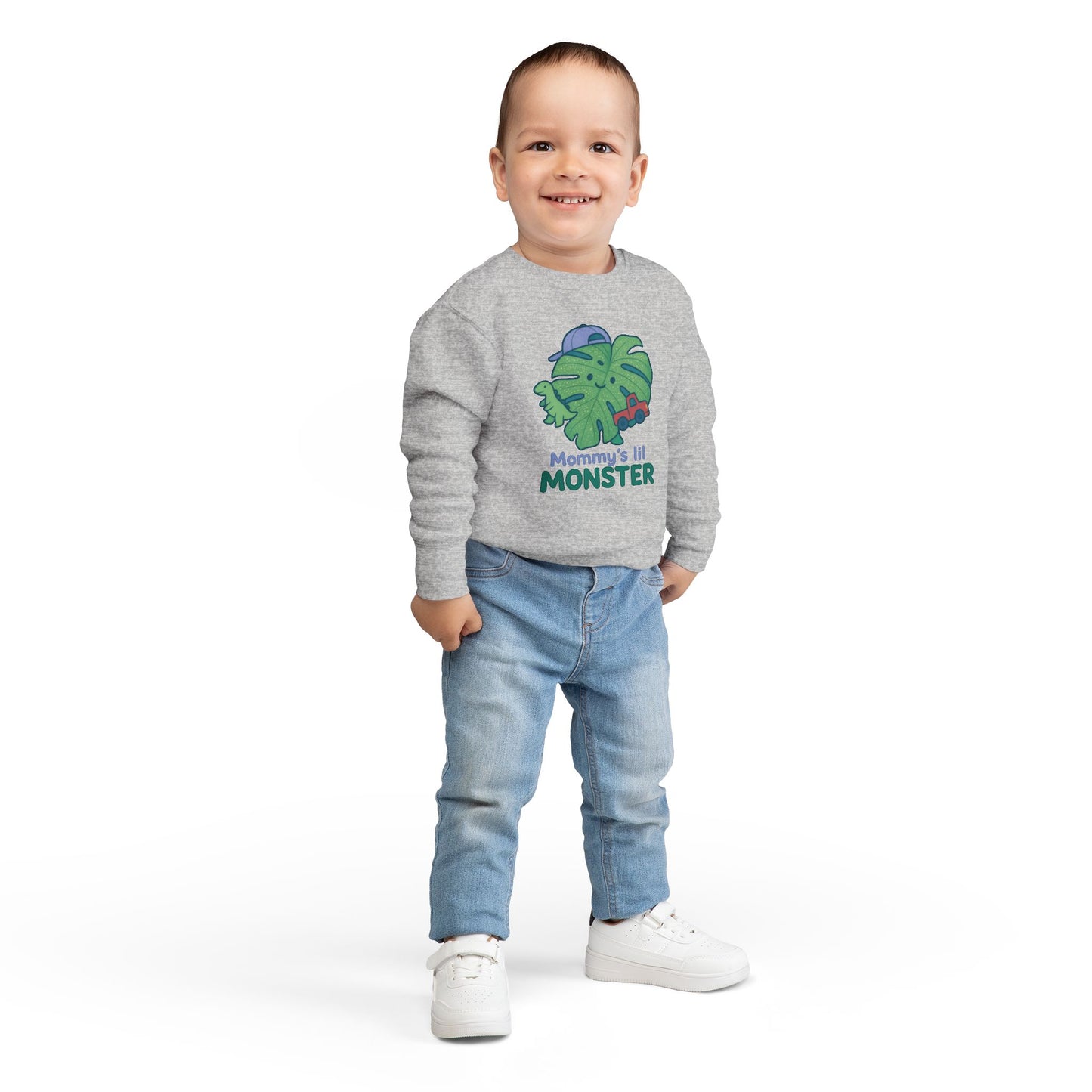 Toddler Monster Sweatshirt with Cute Design, Kids' Apparel, Gifts for Mom, Fun Toddler Clothing, Playdate Outfit