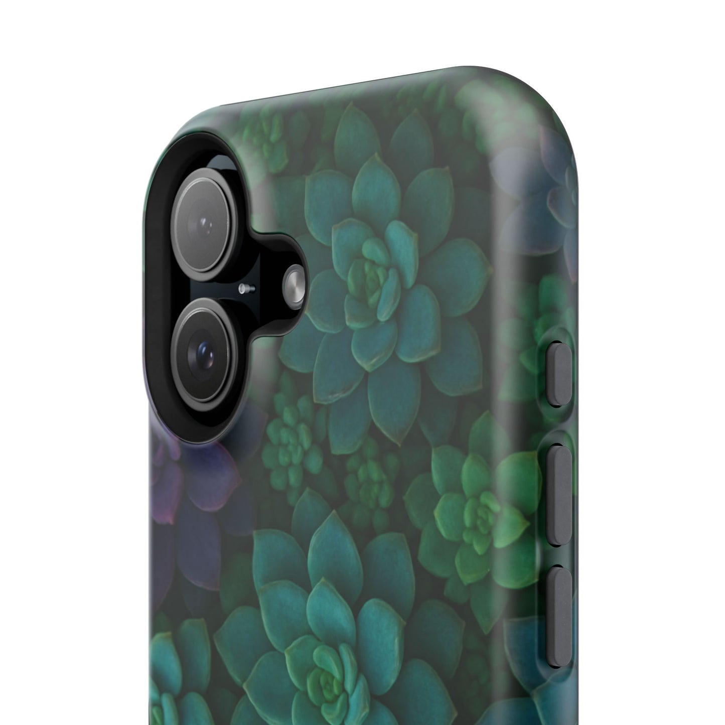 Succulent Pattern Impact-Resistant Phone Case — Green Teal Floral Protection