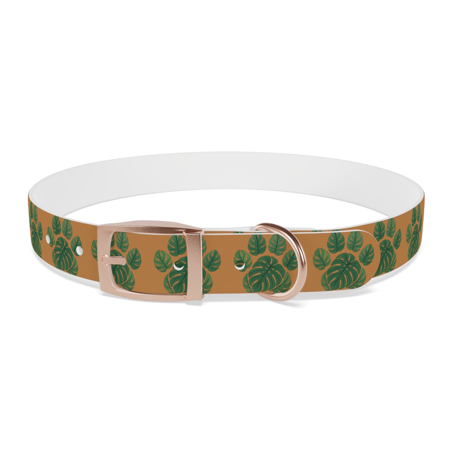 Monstera Leaf Dog Collar — Tropical Green Plant Pattern Pet Collar