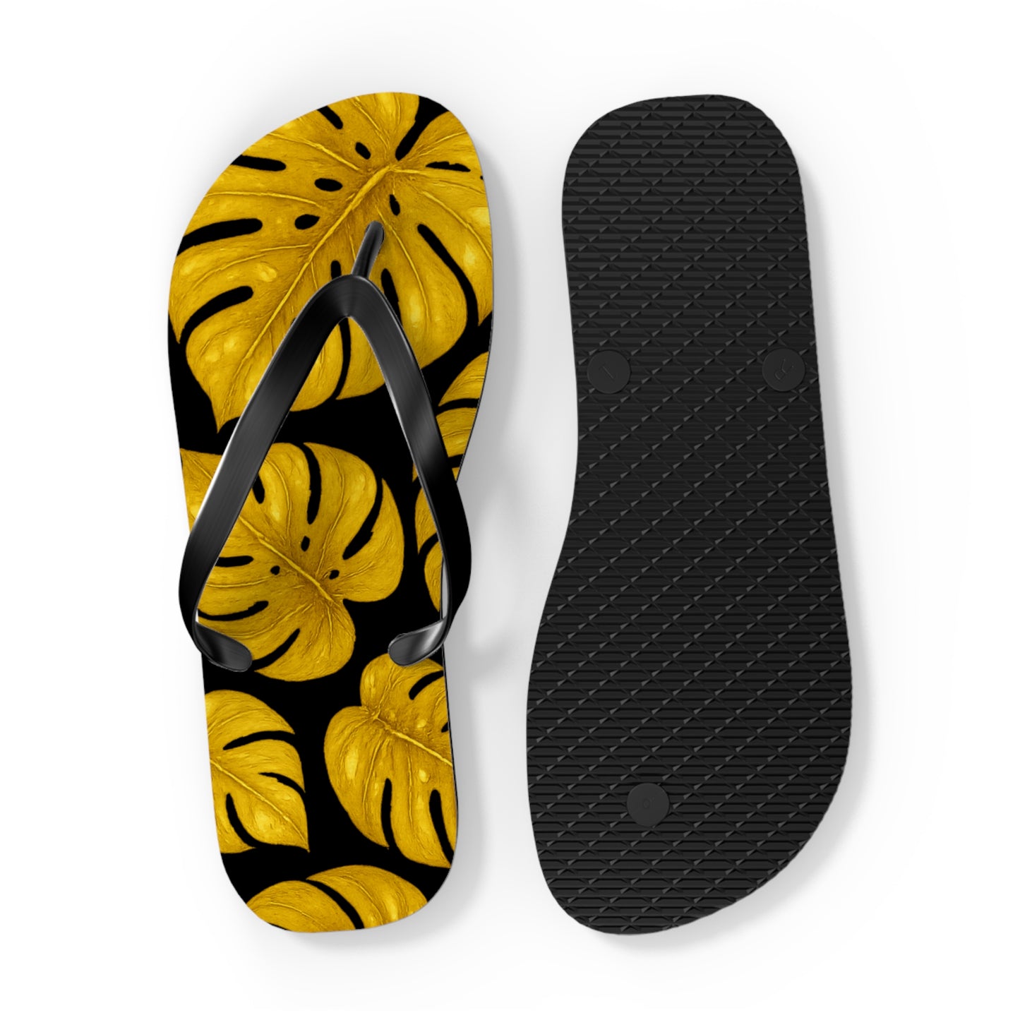 Tropical Flip Flops with Monstera Leaves, Summer Footwear, Beach Sandals, Vacation Essentials, Stylish Poolside Slippers